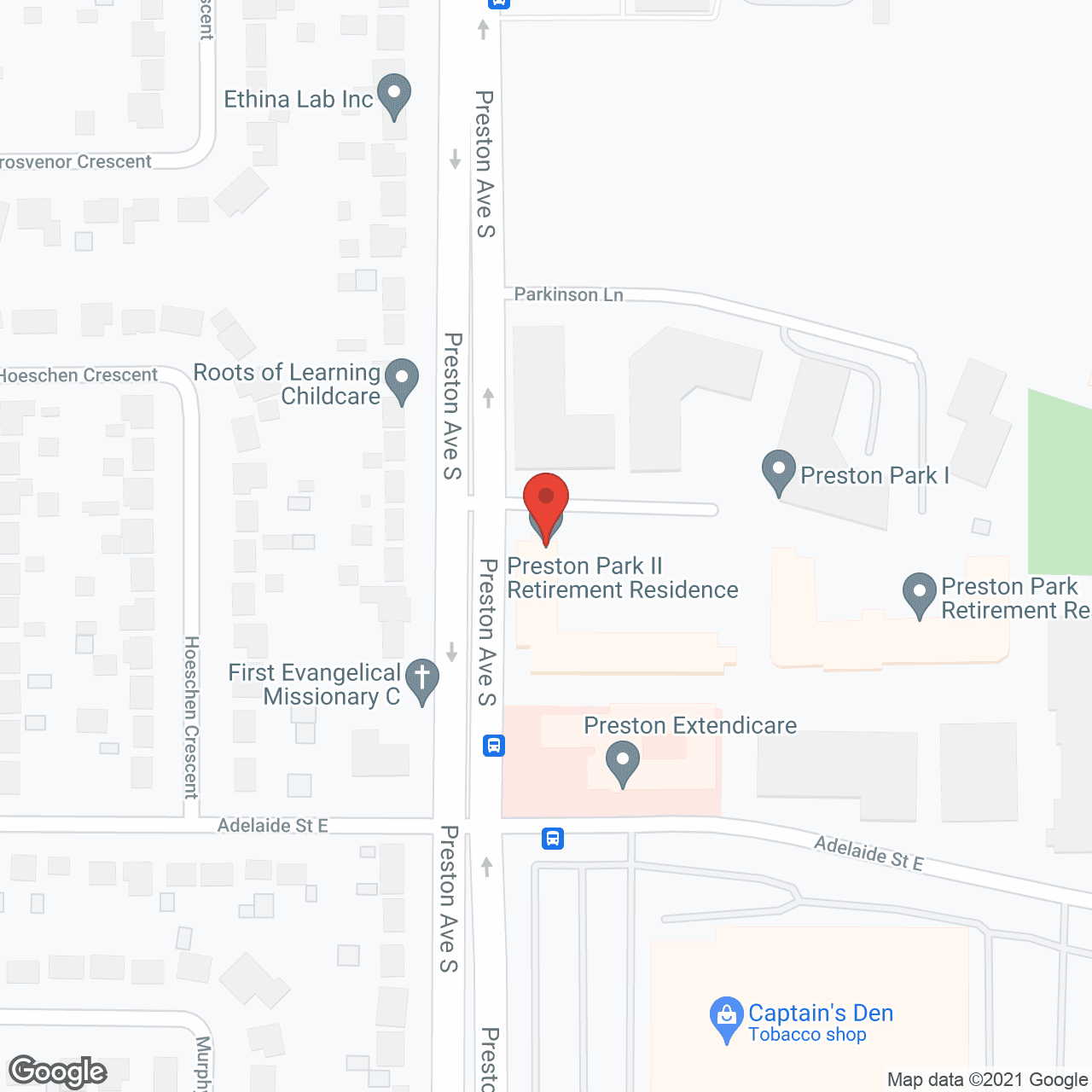 Map of the neighborhood around Preston Park ll Retirement Residence