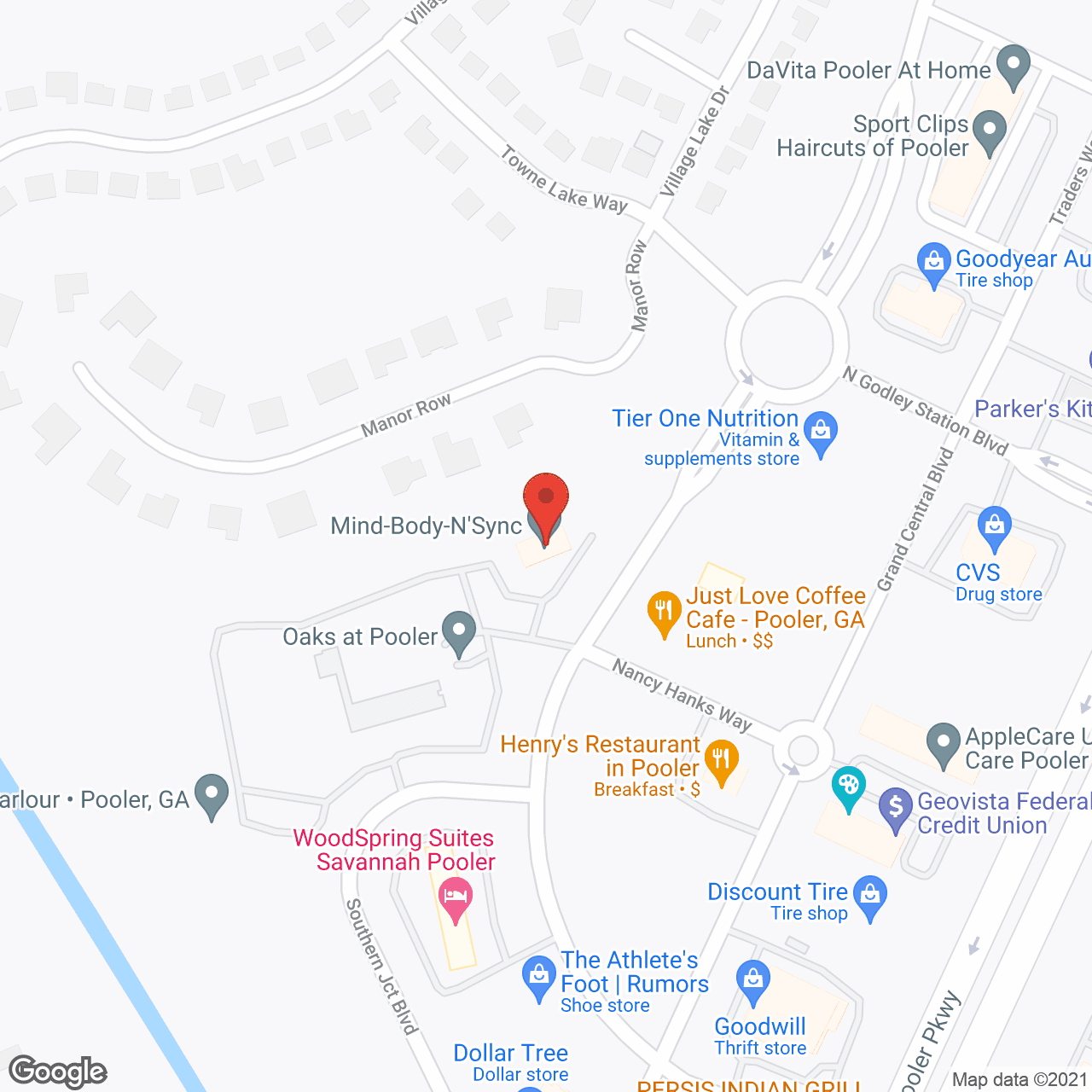 Map of the neighborhood around Oaks at Pooler