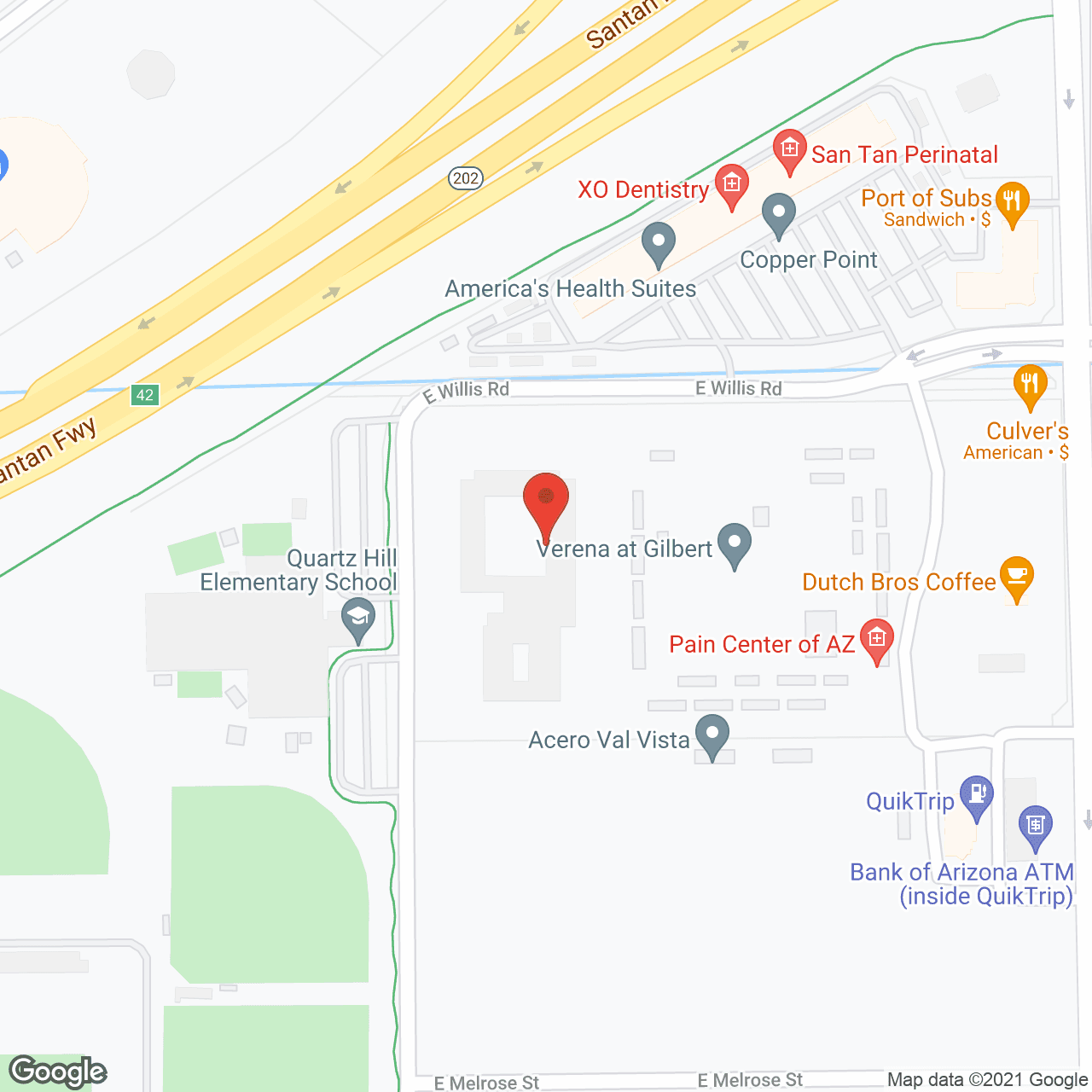 Map of the neighborhood around Sky Ridge Senior Living
