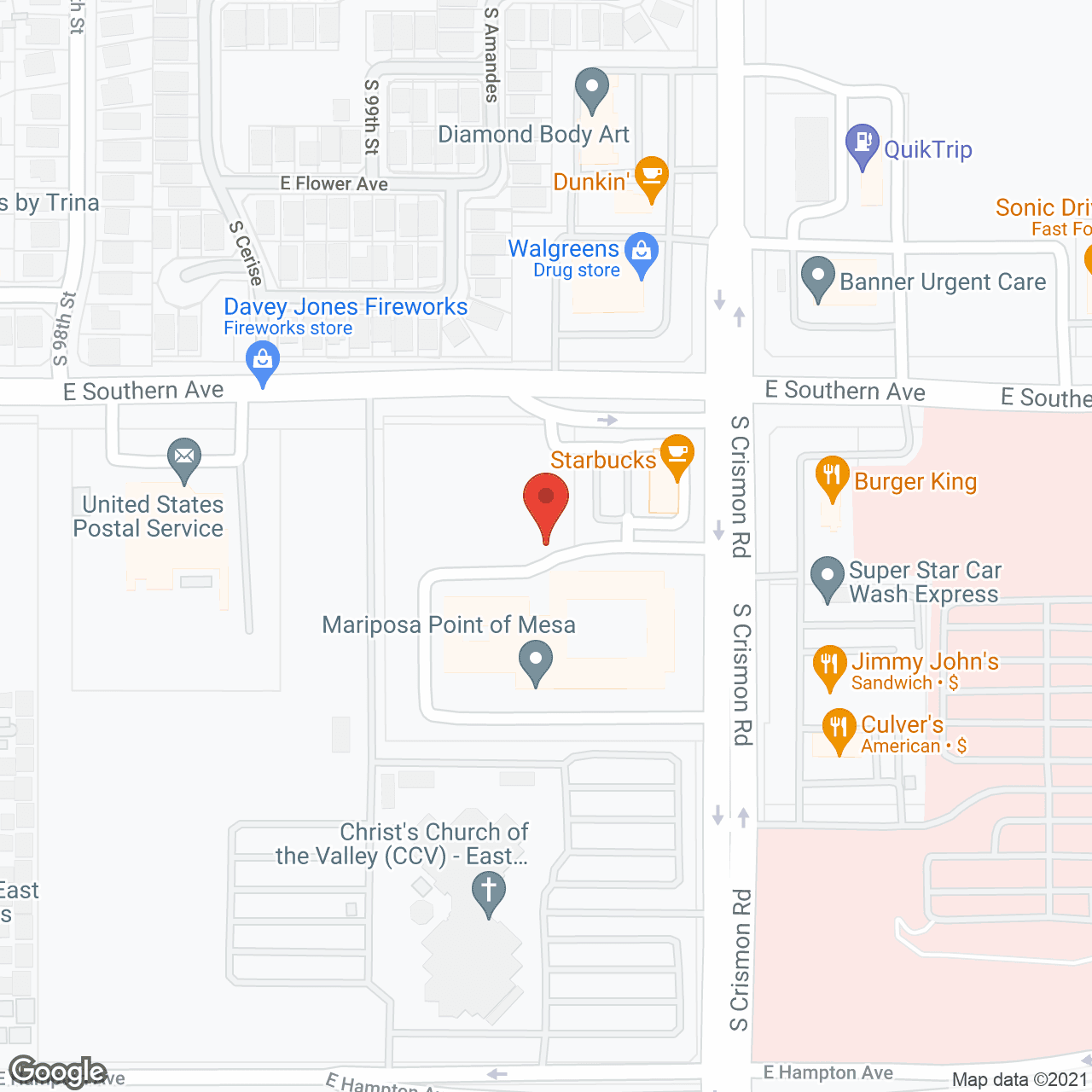 Map of the neighborhood around Sky Vista