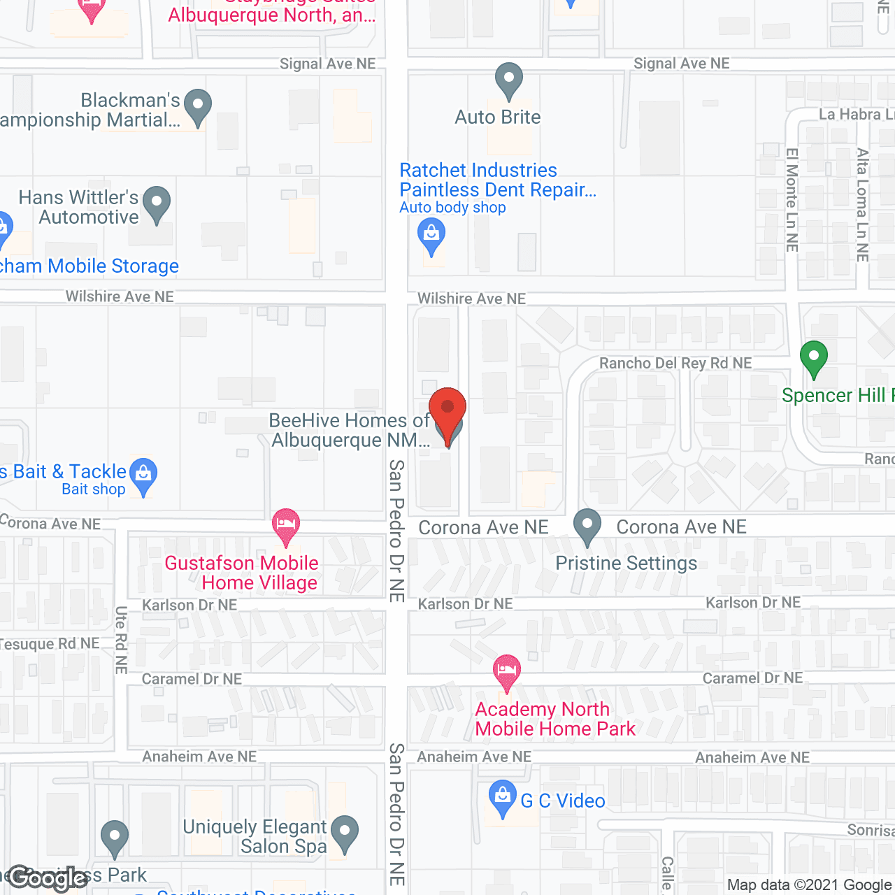 Map of the neighborhood around Beehive Homes of San Pedro