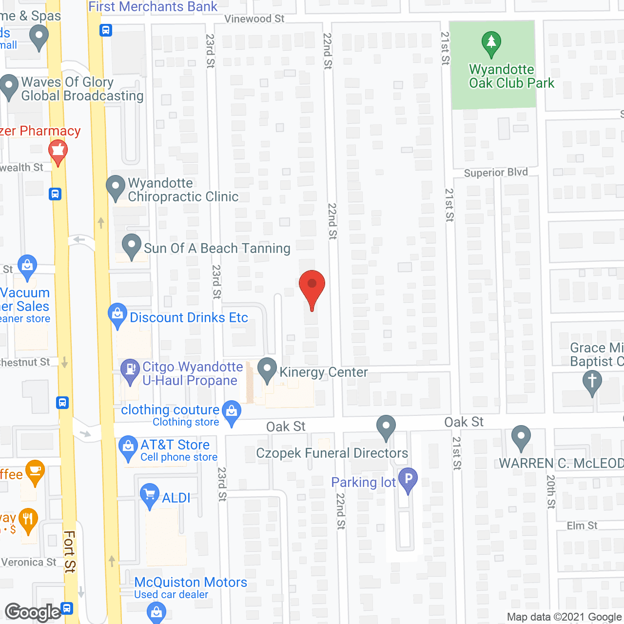 Map of the neighborhood around 22nd Street Senior Care