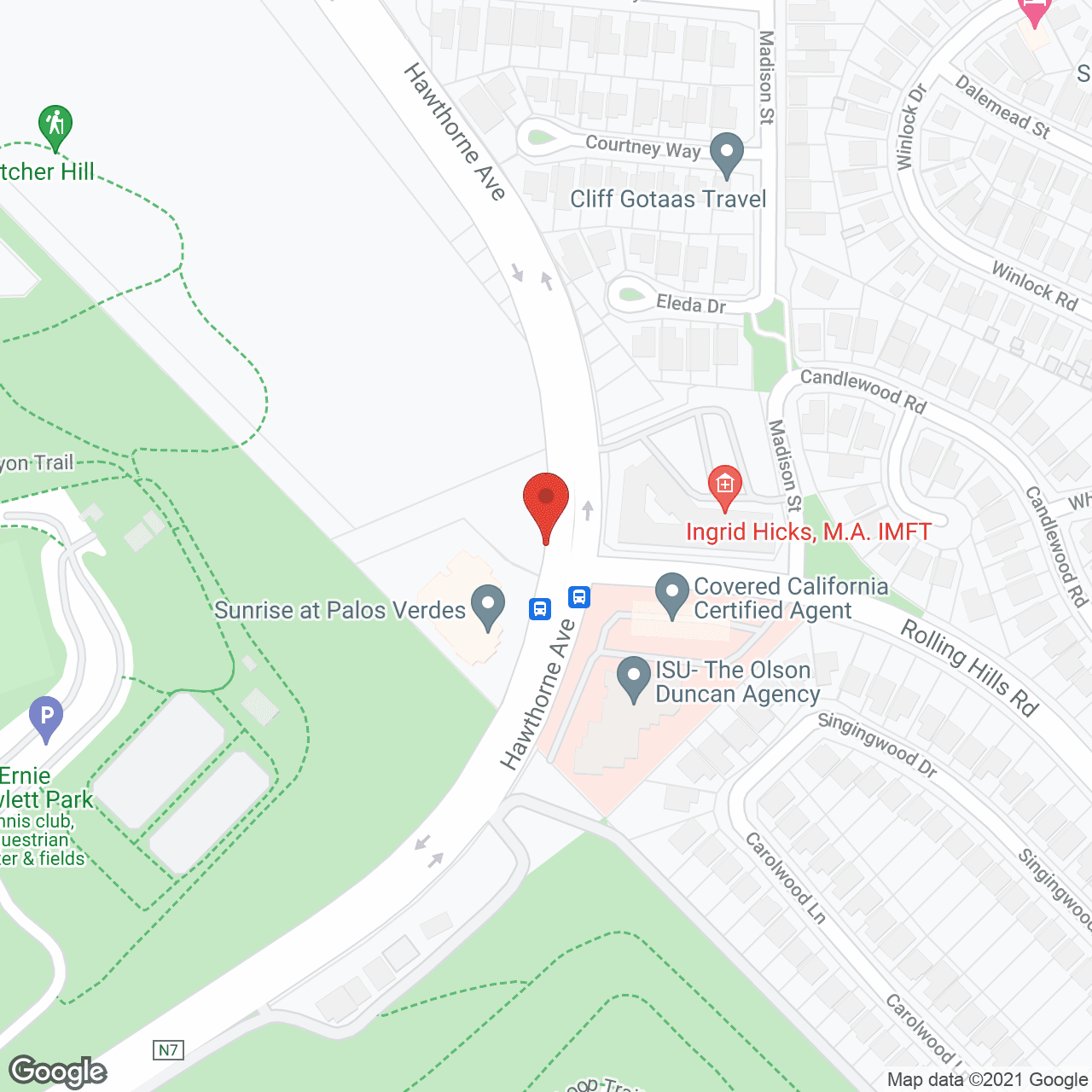 Map of the neighborhood around Ivy Park at Palos Verdes