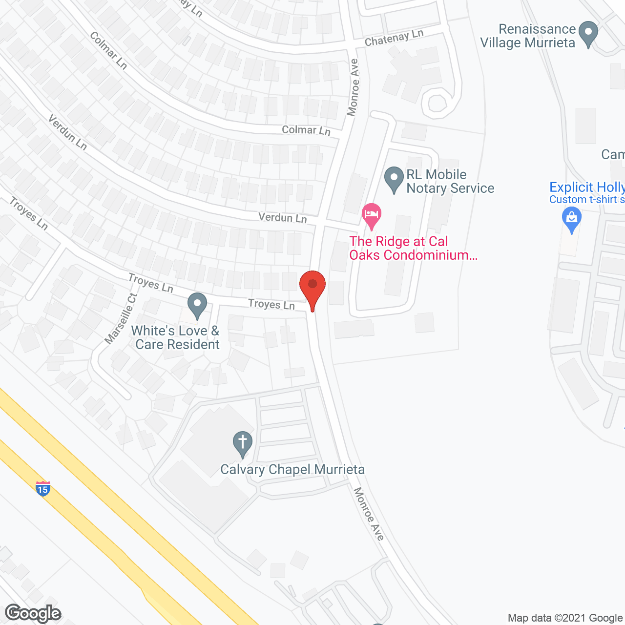 Map of the neighborhood around Murrieta Gardens- Memory Care
