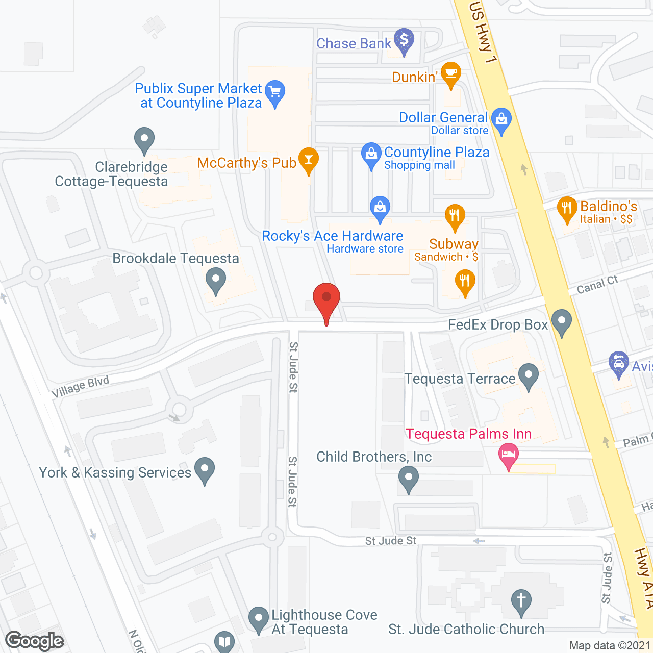 Map of the neighborhood around Brookdale Tequesta MC