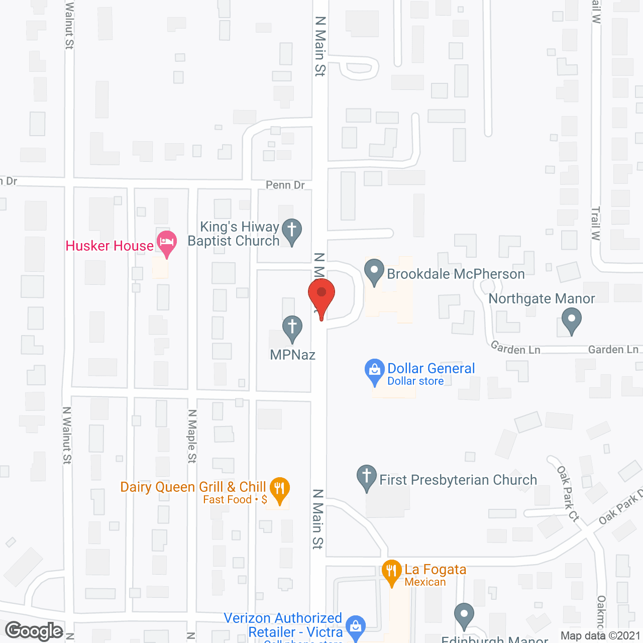 Map of the neighborhood around Brookdale McPherson