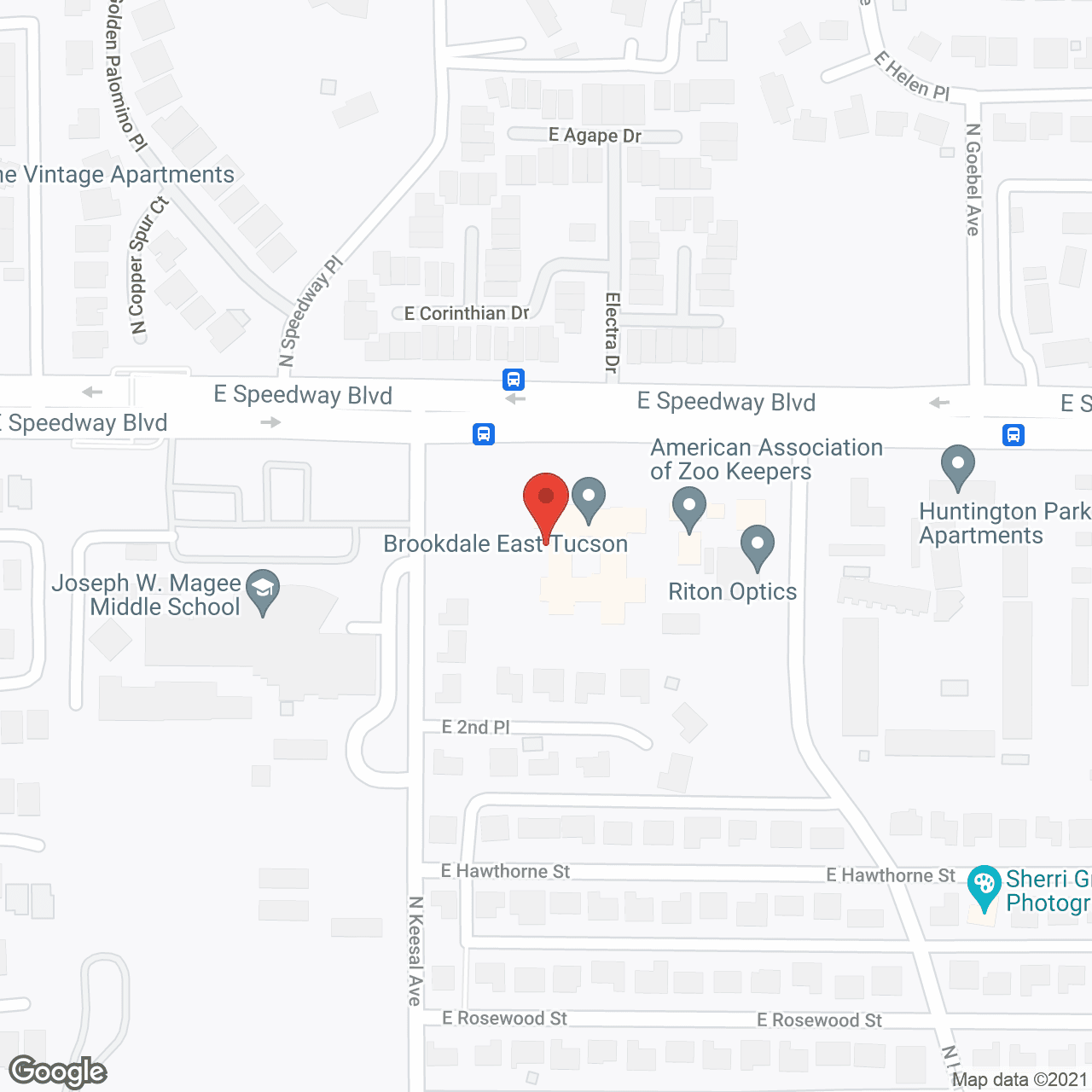 Map of the neighborhood around Brookdale East Tucson