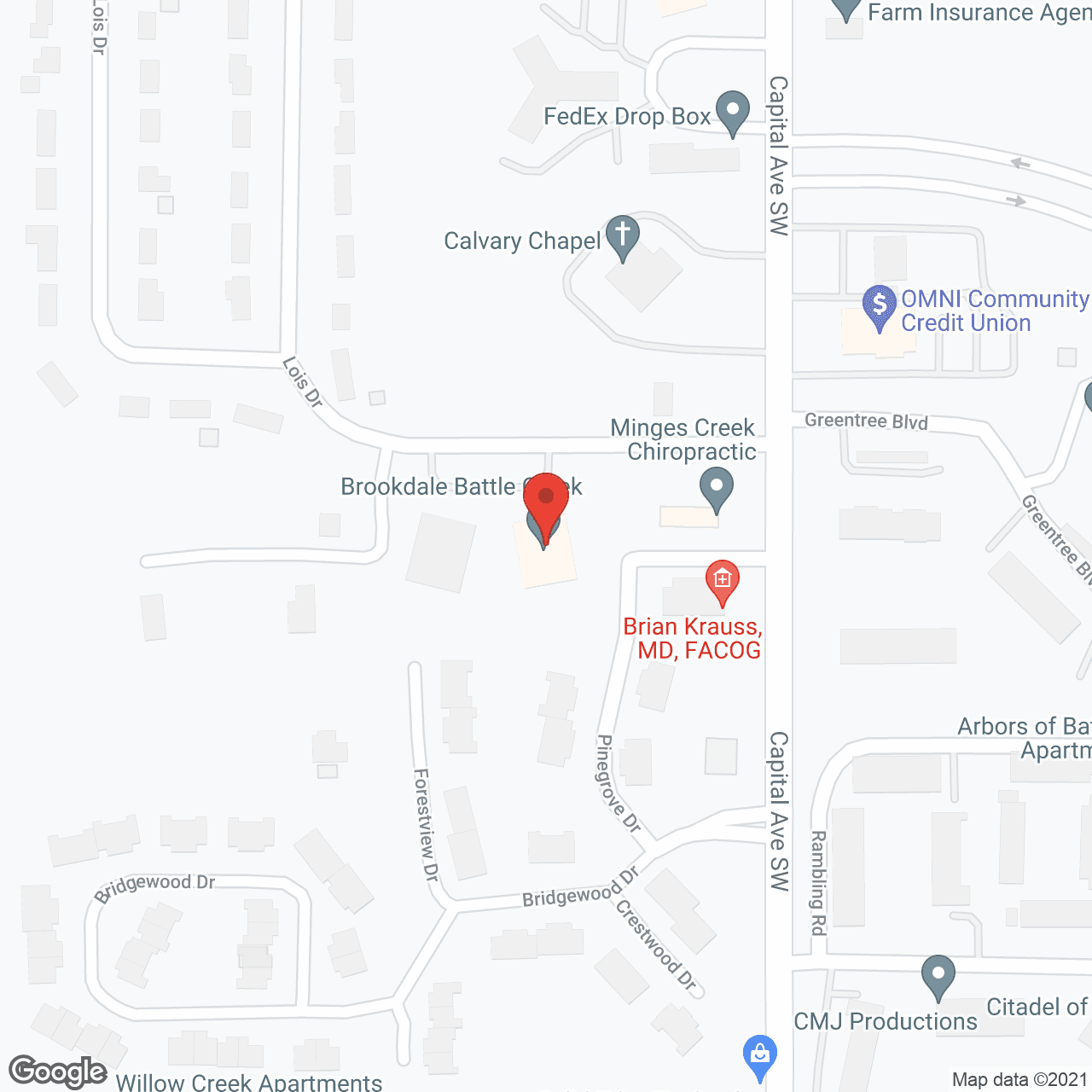 Map of the neighborhood around Brookdale Battle Creek