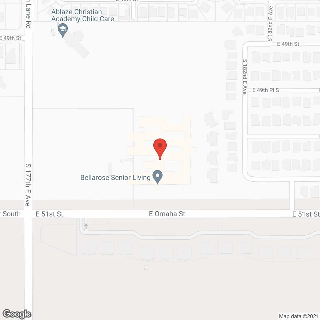 Map of the neighborhood around Bellarose Senior Living