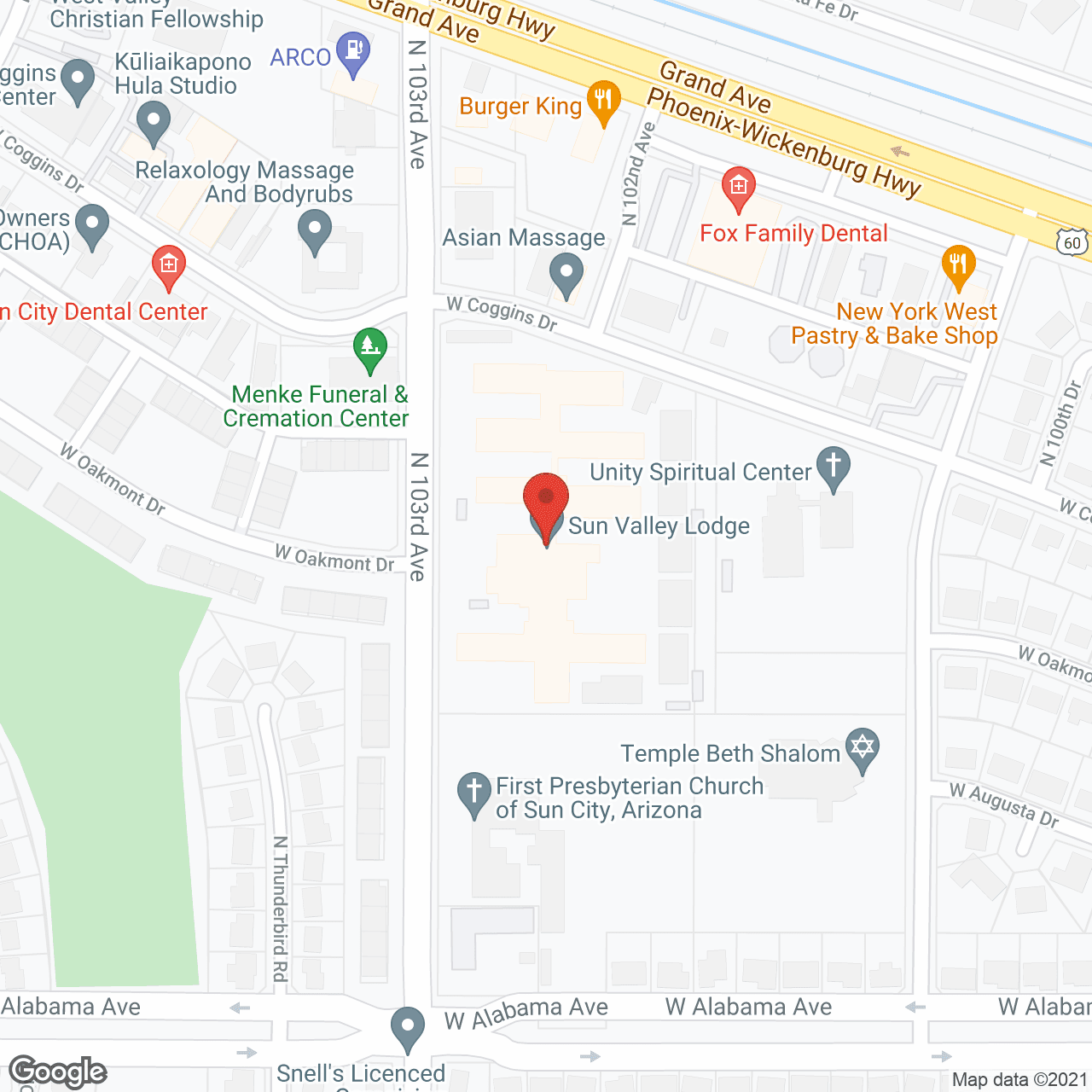 Map of the neighborhood around LifeStream at Sun City