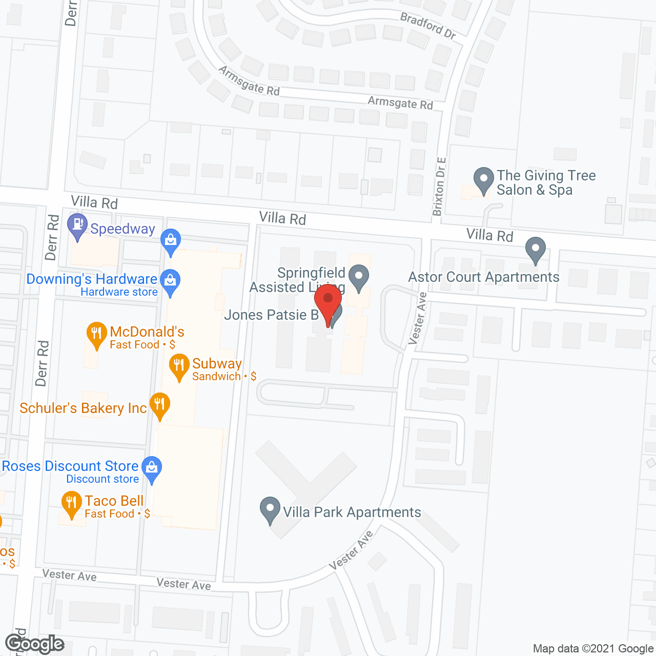 Map of the neighborhood around Springfield Assisted Living