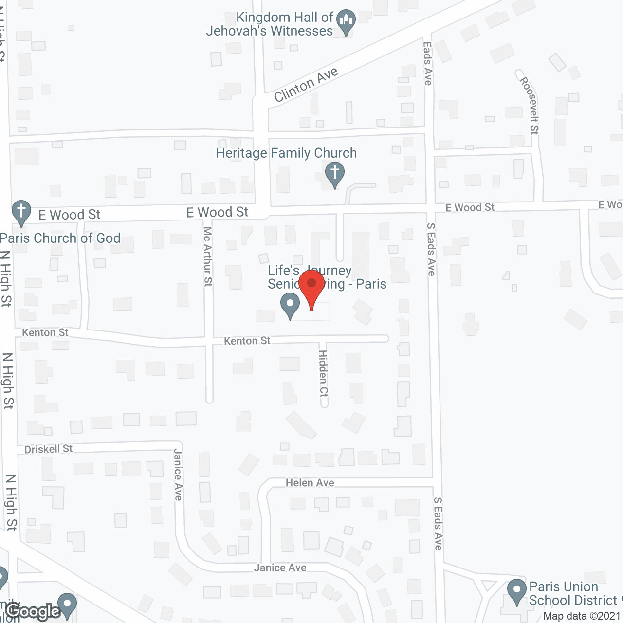 Map of the neighborhood around Life's Journey Senior Living - Paris
