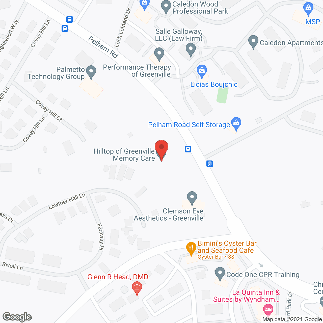Map of the neighborhood around Hilltop of Greenville Memory Care