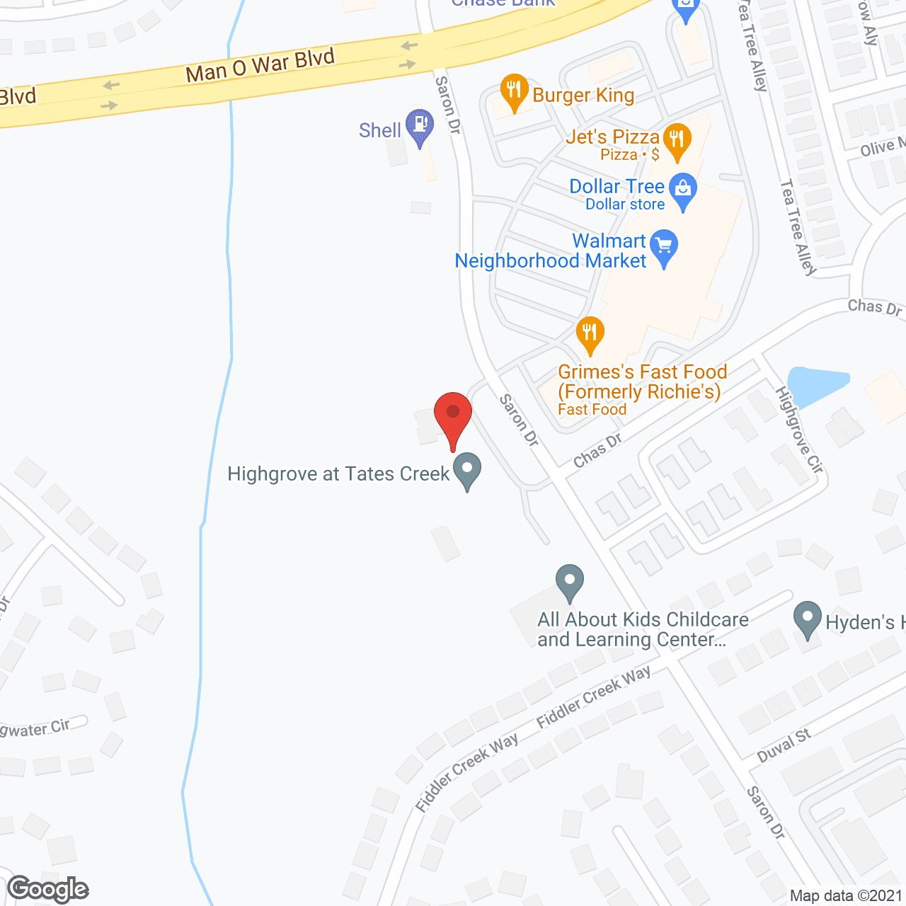 Map of the neighborhood around Highgrove at Tates Creek