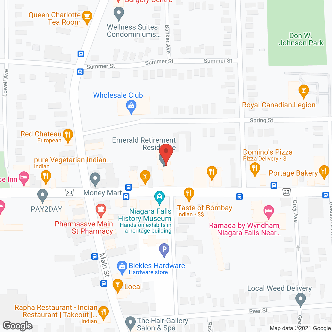 Map of the neighborhood around Emerald Retirement Residence