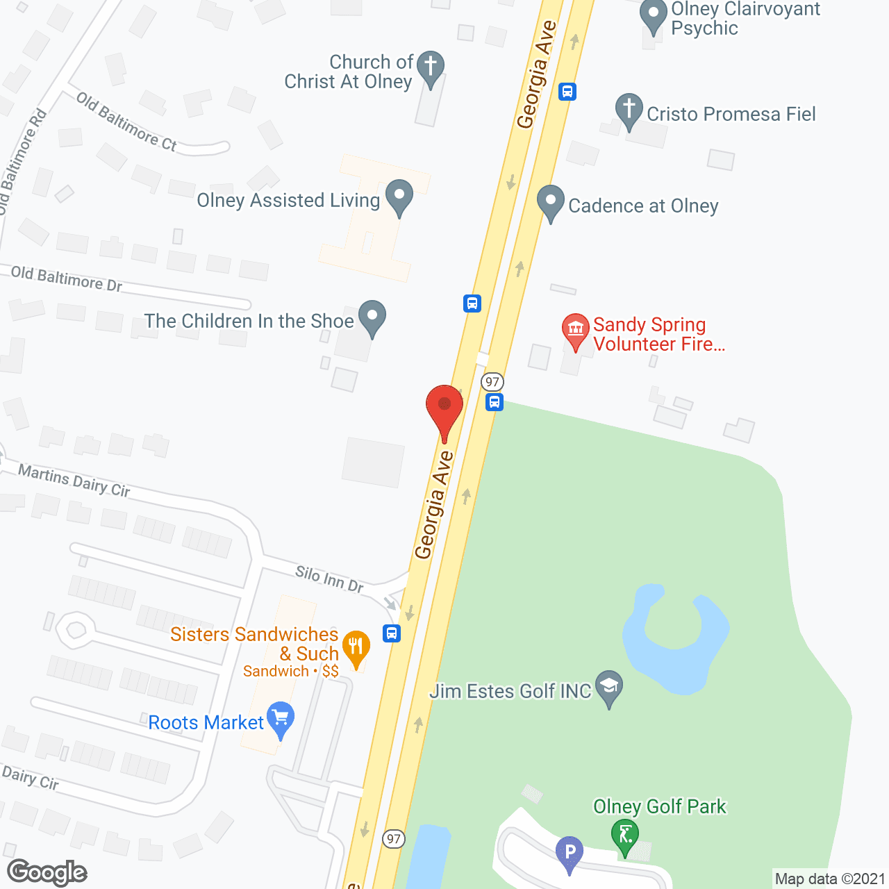 Map of the neighborhood around Olney Assisted Living