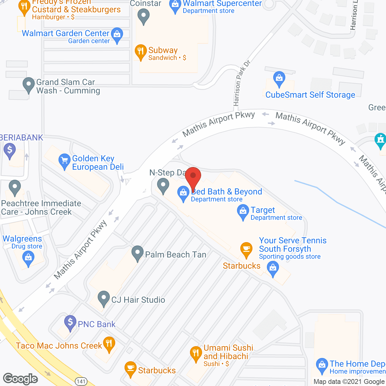 Map of the neighborhood around Celebration Village Forsyth