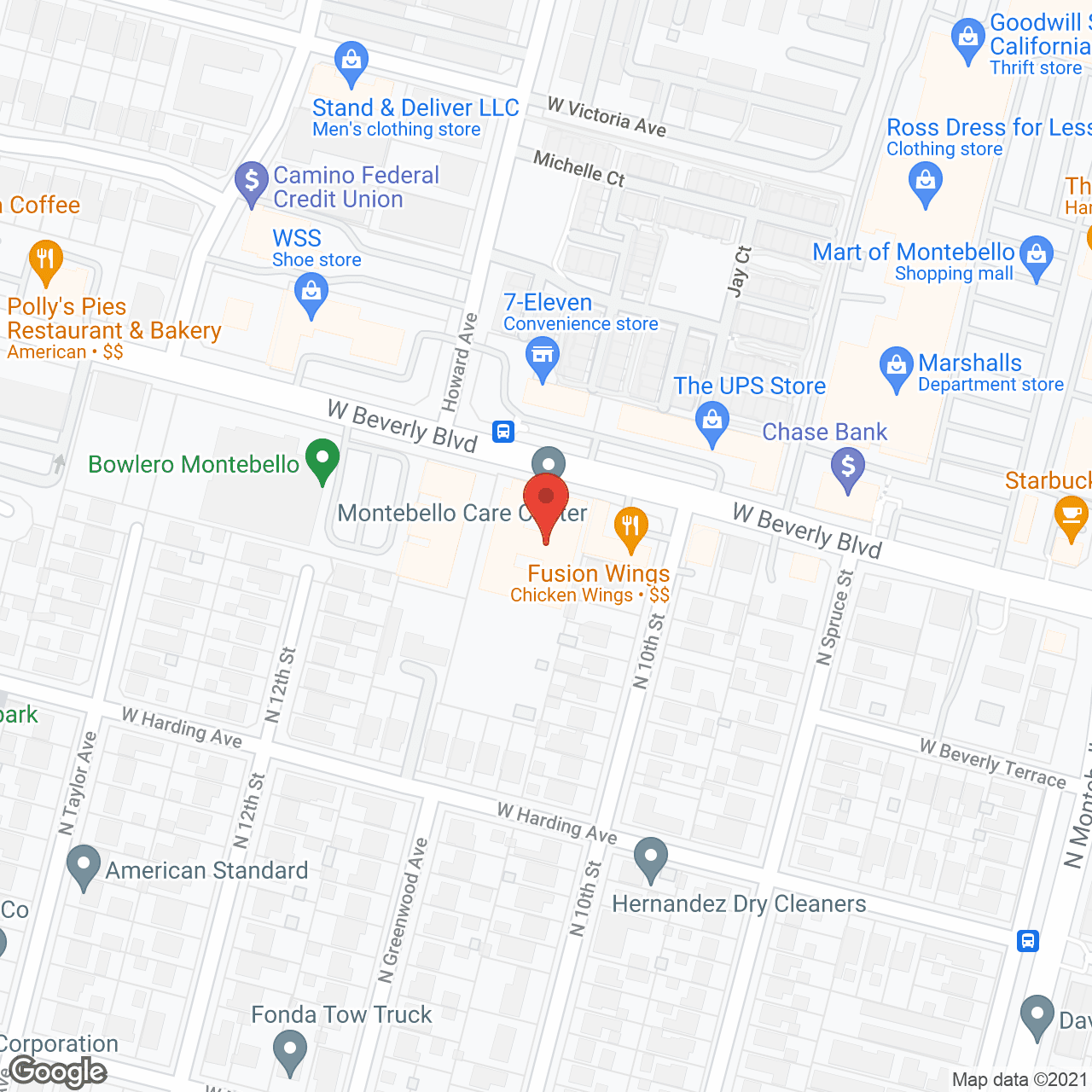Map of the neighborhood around Montebello Convalescent