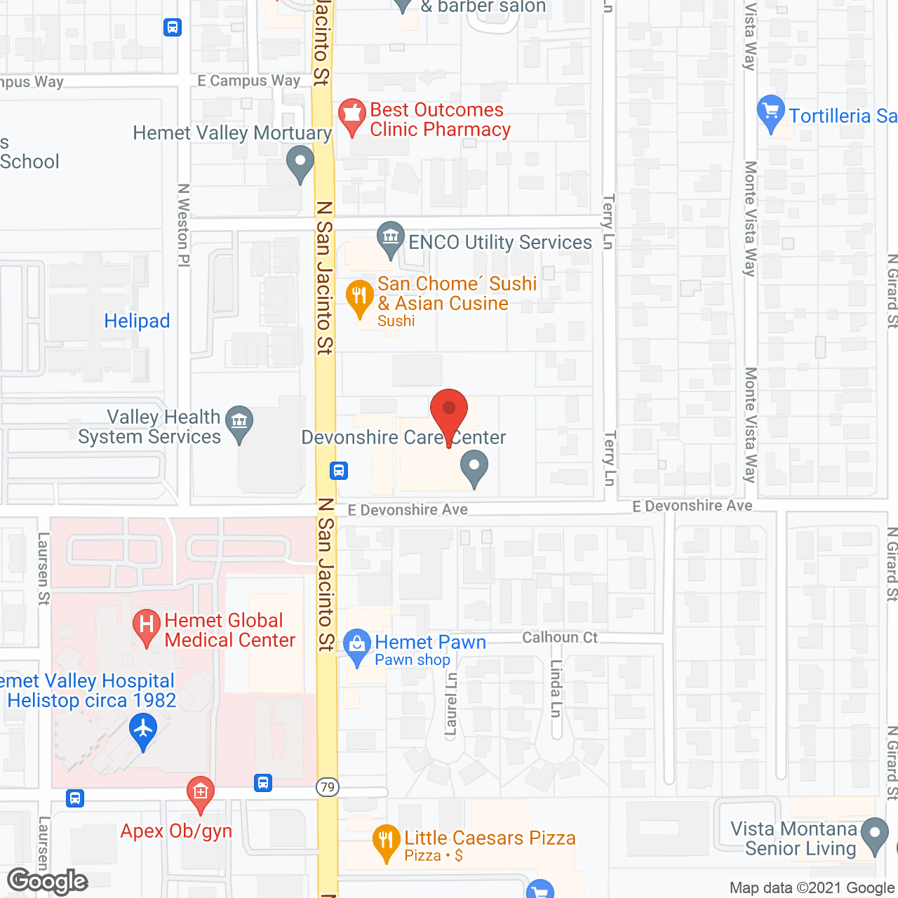 Map of the neighborhood around Devonshire Care Center