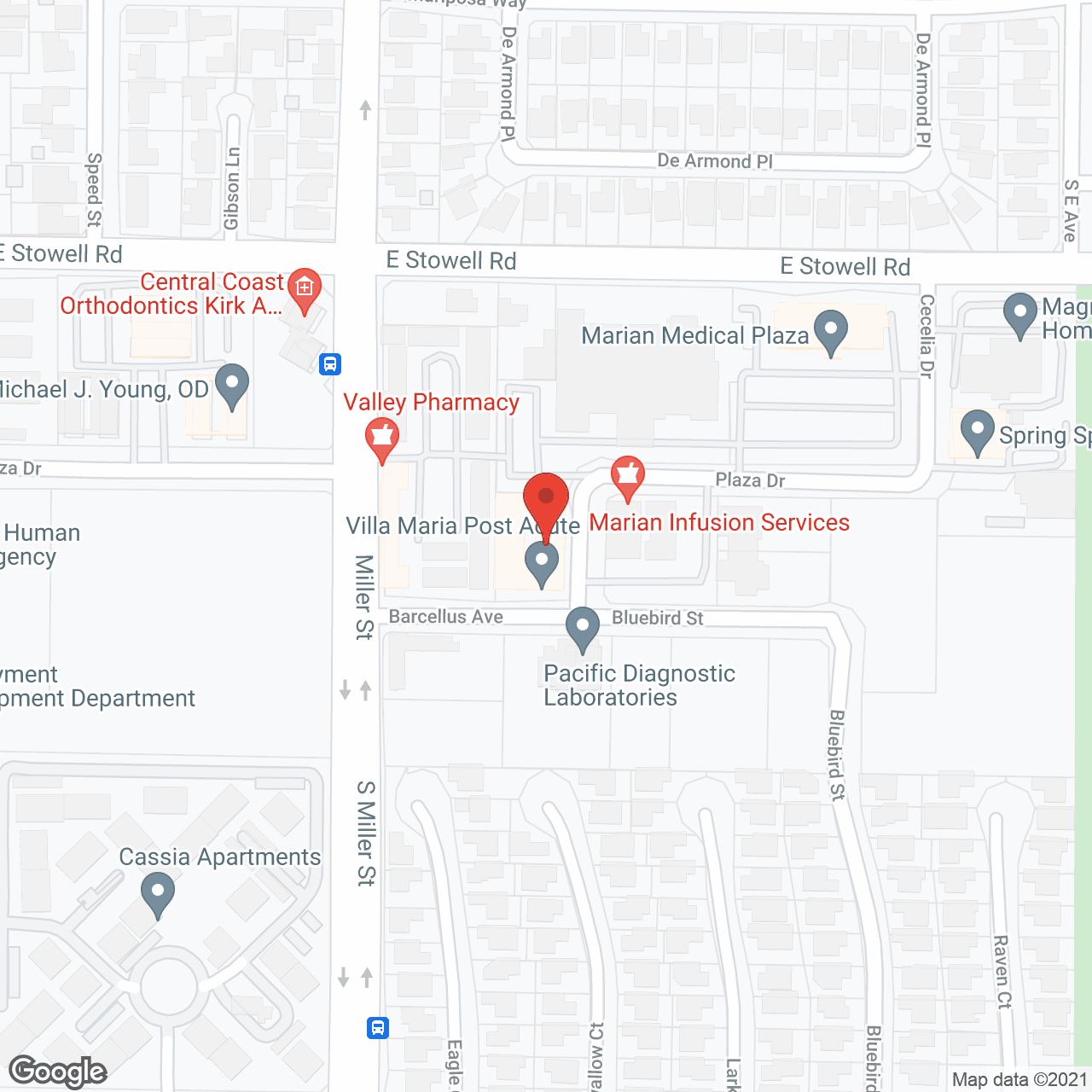 Map of the neighborhood around Villa Maria Care Ctr