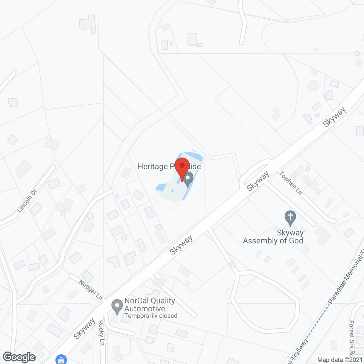 Map of the neighborhood around SunBridge Care Center for Paradise