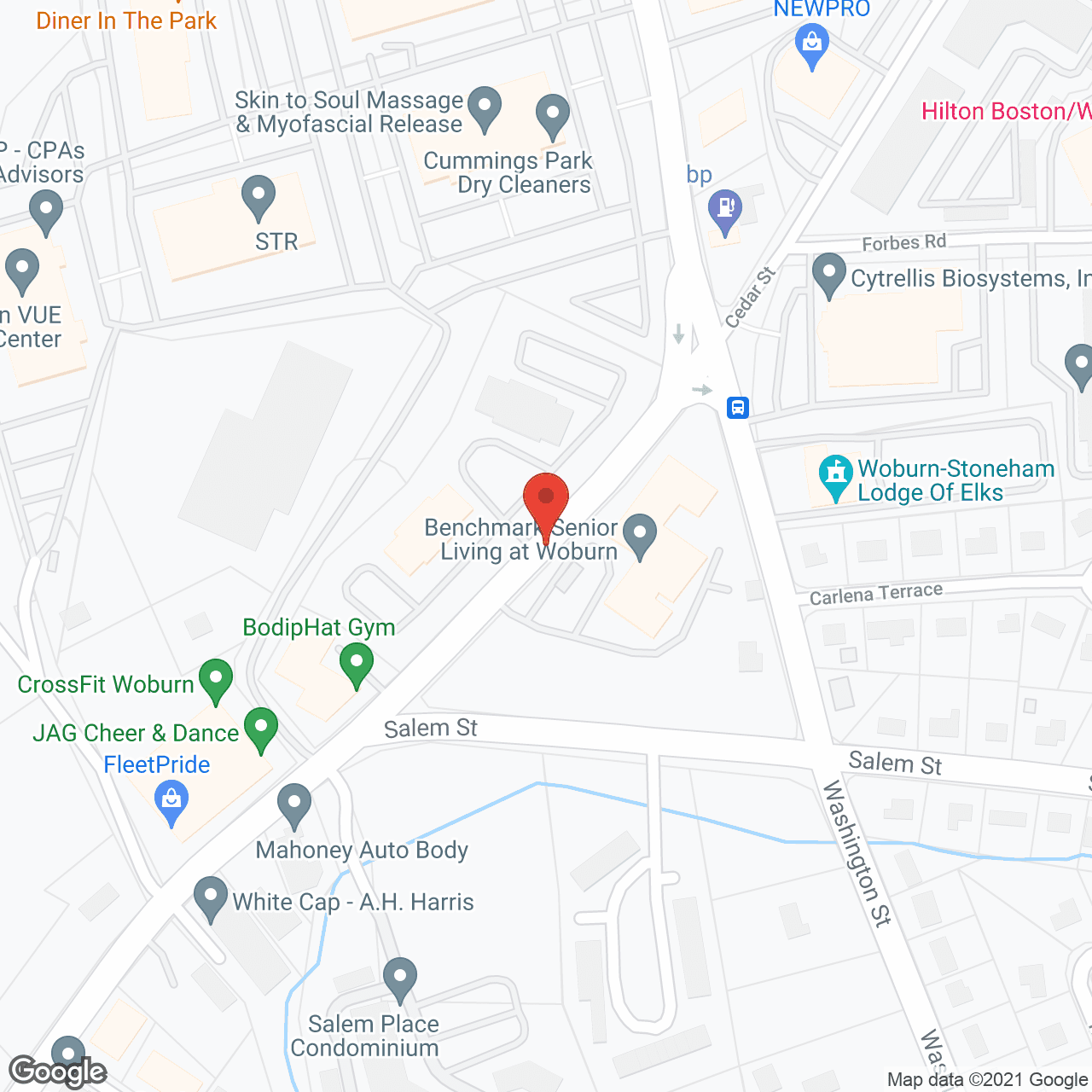 Map of the neighborhood around Benchmark Senior Living at Woburn