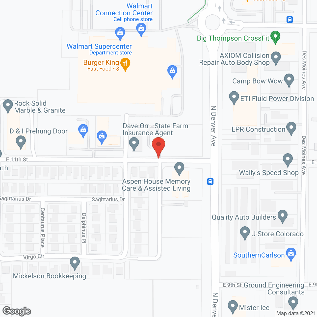 Map of the neighborhood around Aspen House II