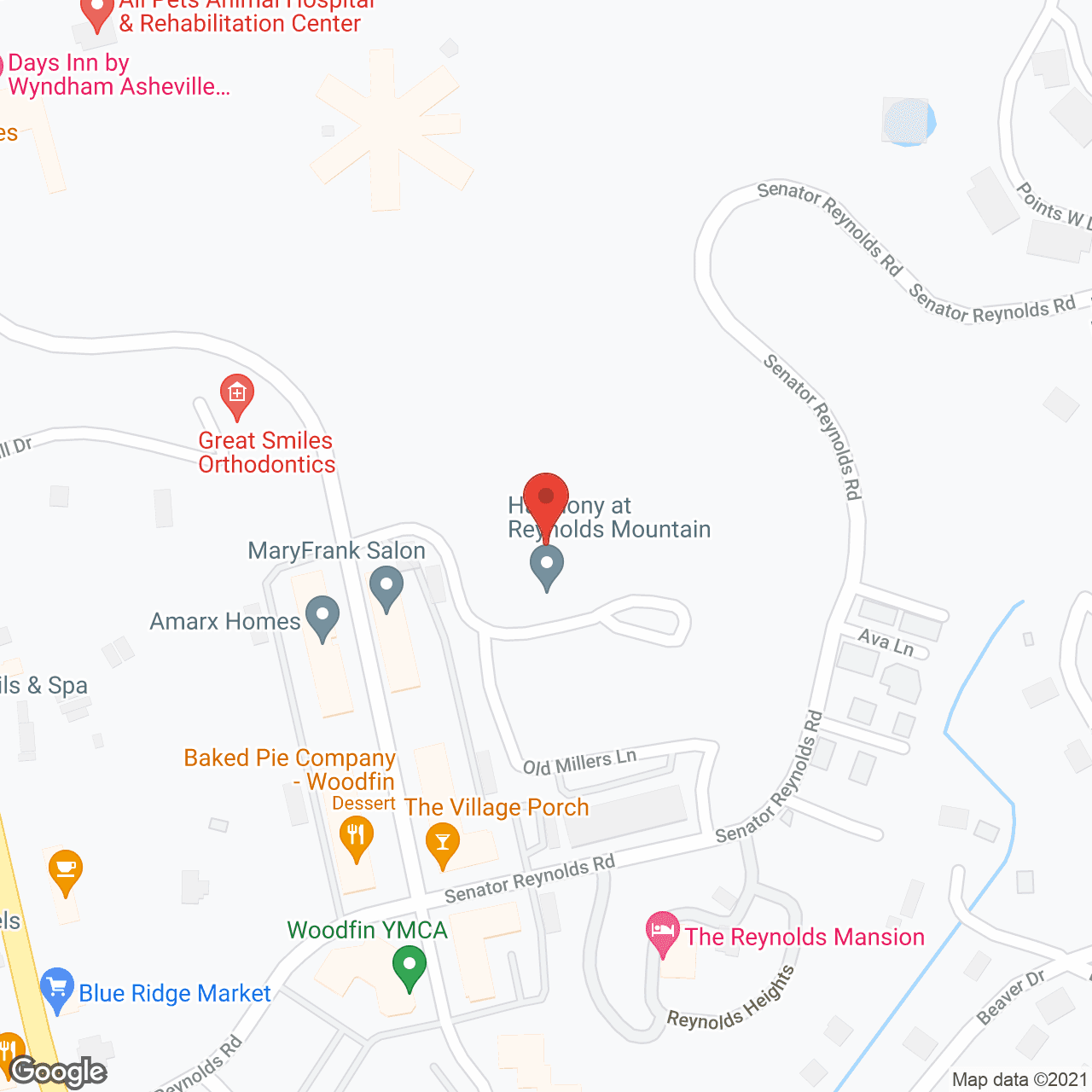 Map of the neighborhood around Harmony at Reynolds Mountain