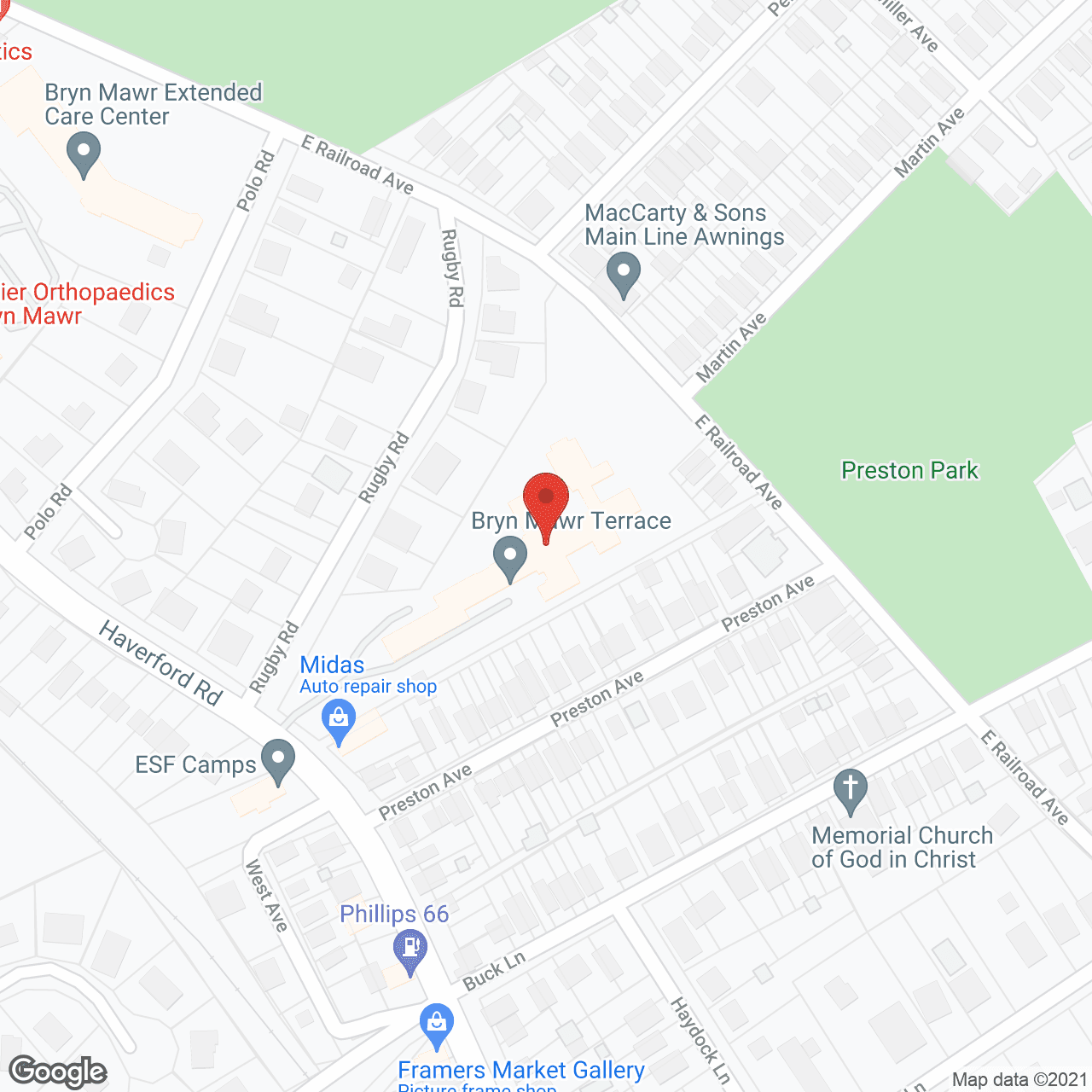 Map of the neighborhood around Impressions at Bryn Mawr