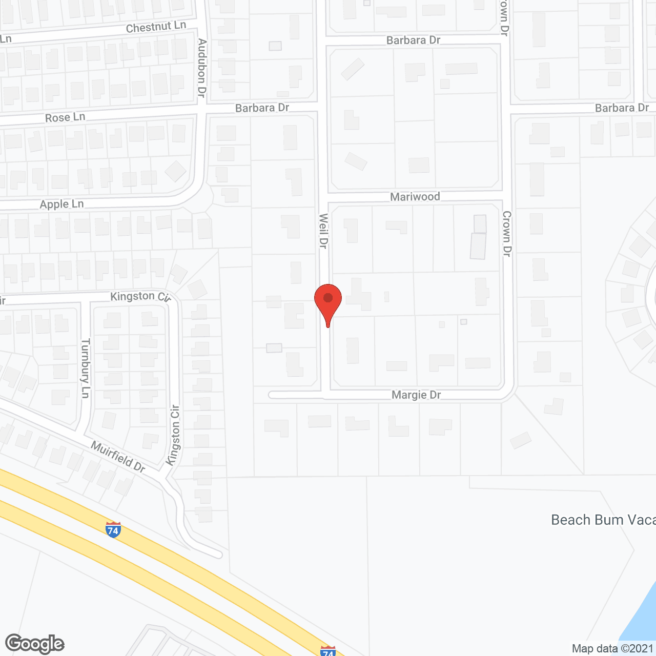 Map of the neighborhood around Bailey Park of Brownsburg