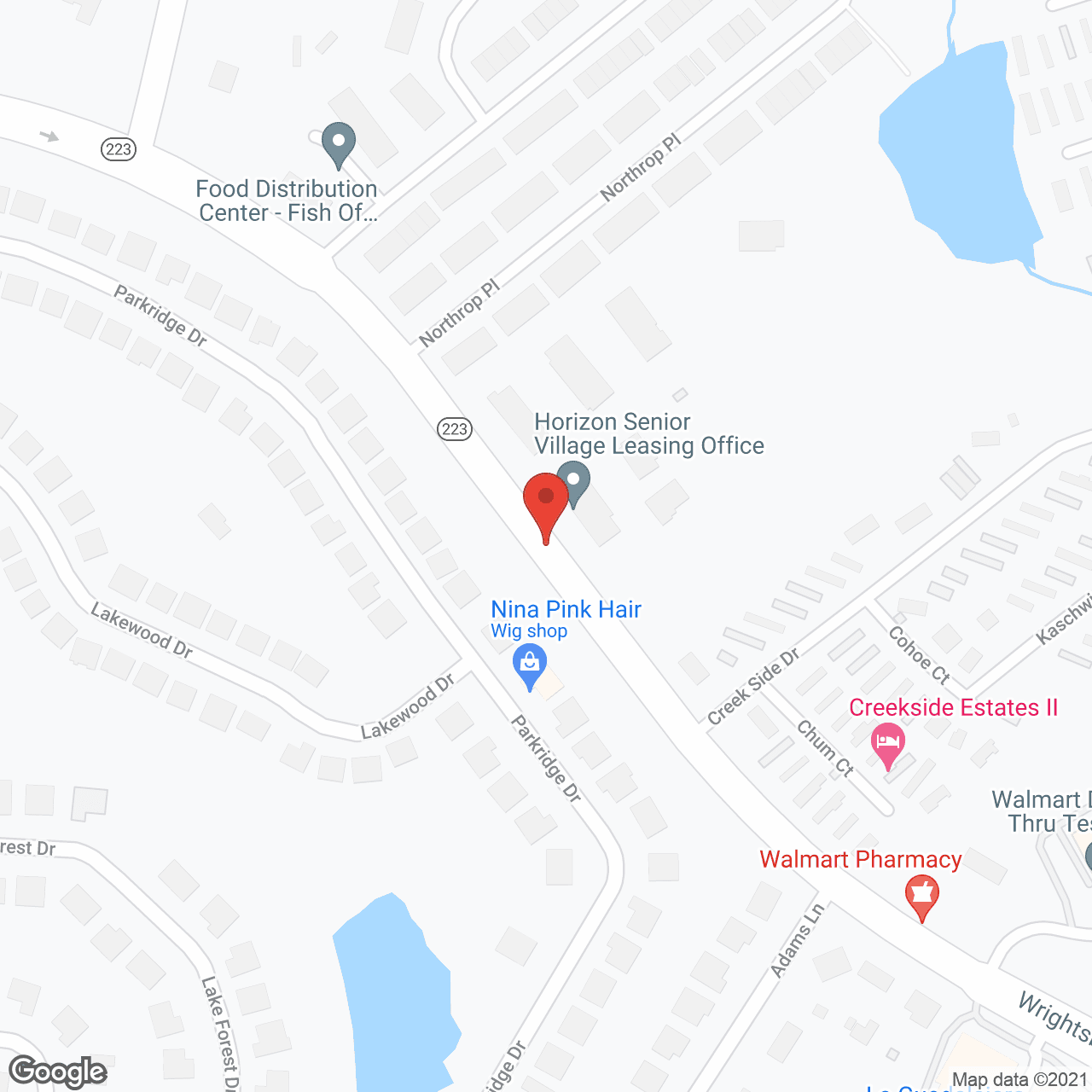 Map of the neighborhood around Horizon Senior Village
