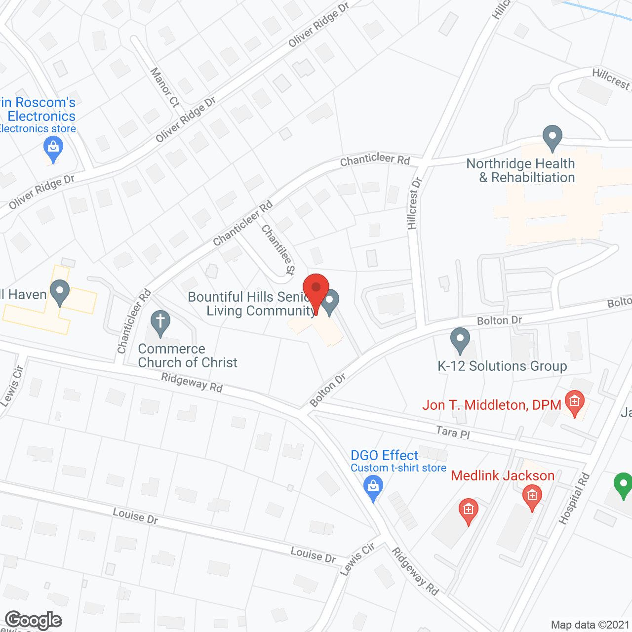 Map of the neighborhood around Bountiful Hills Senior Living