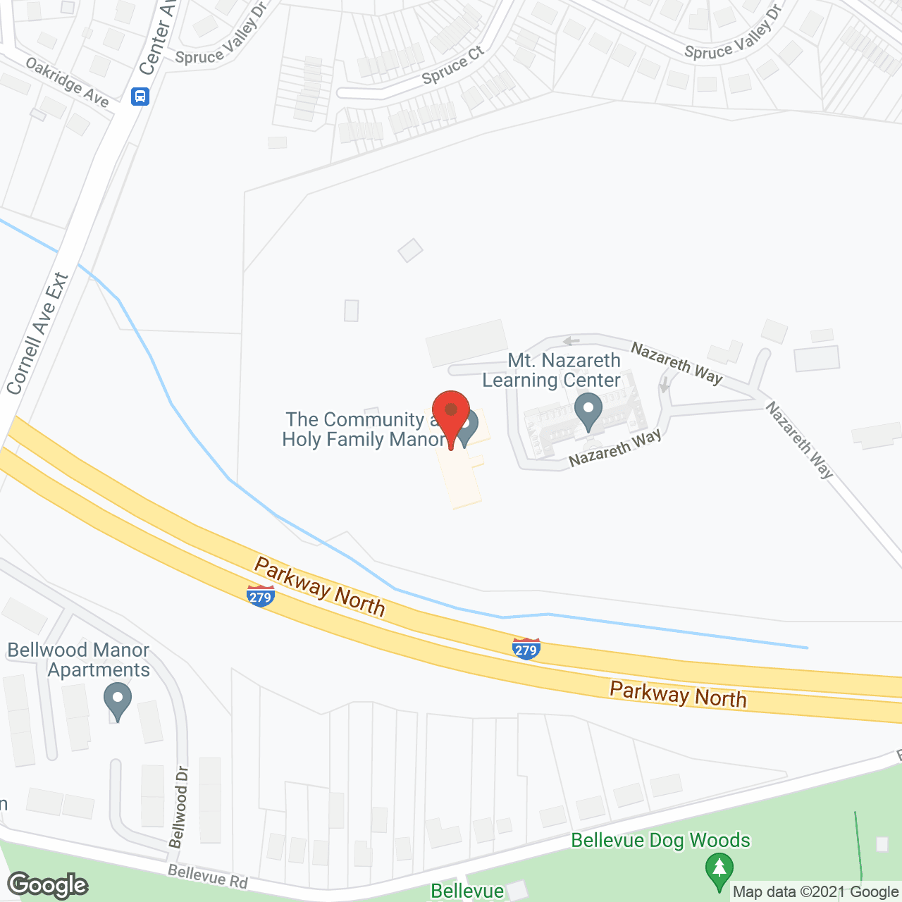 Map of the neighborhood around Holy Family Manor