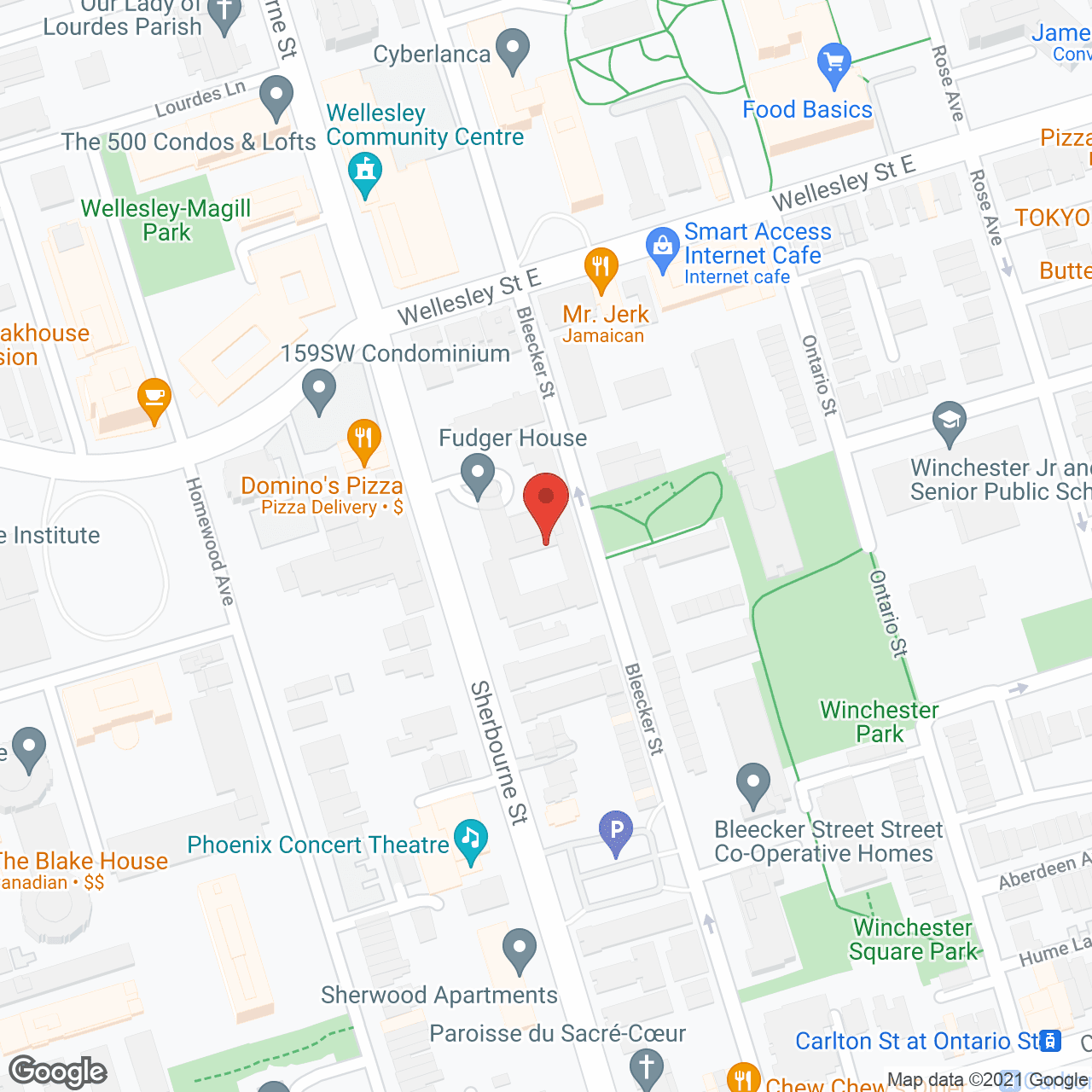 Map of the neighborhood around Fudger House