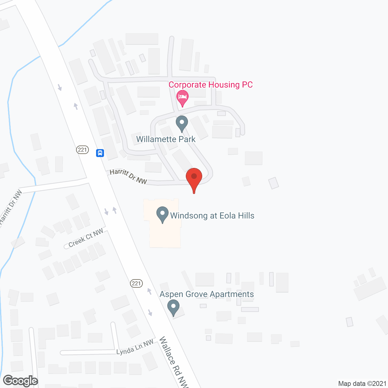 Map of the neighborhood around Windsong Memory Care at Eola Hills