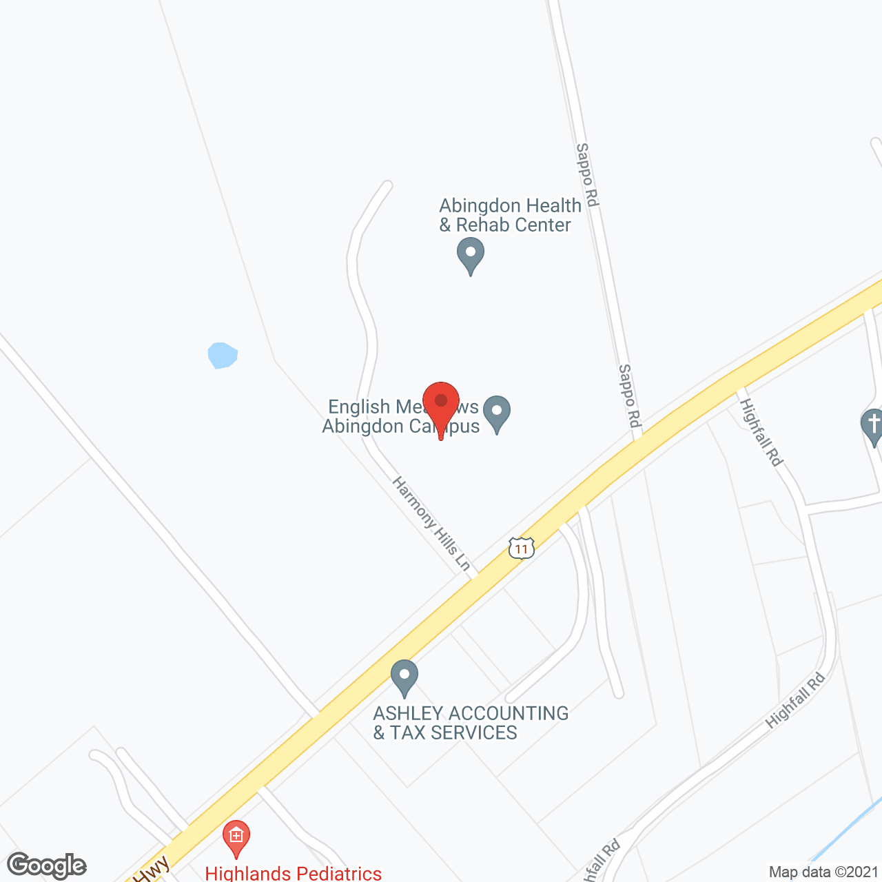Map of the neighborhood around English Meadows Abingdon Campus