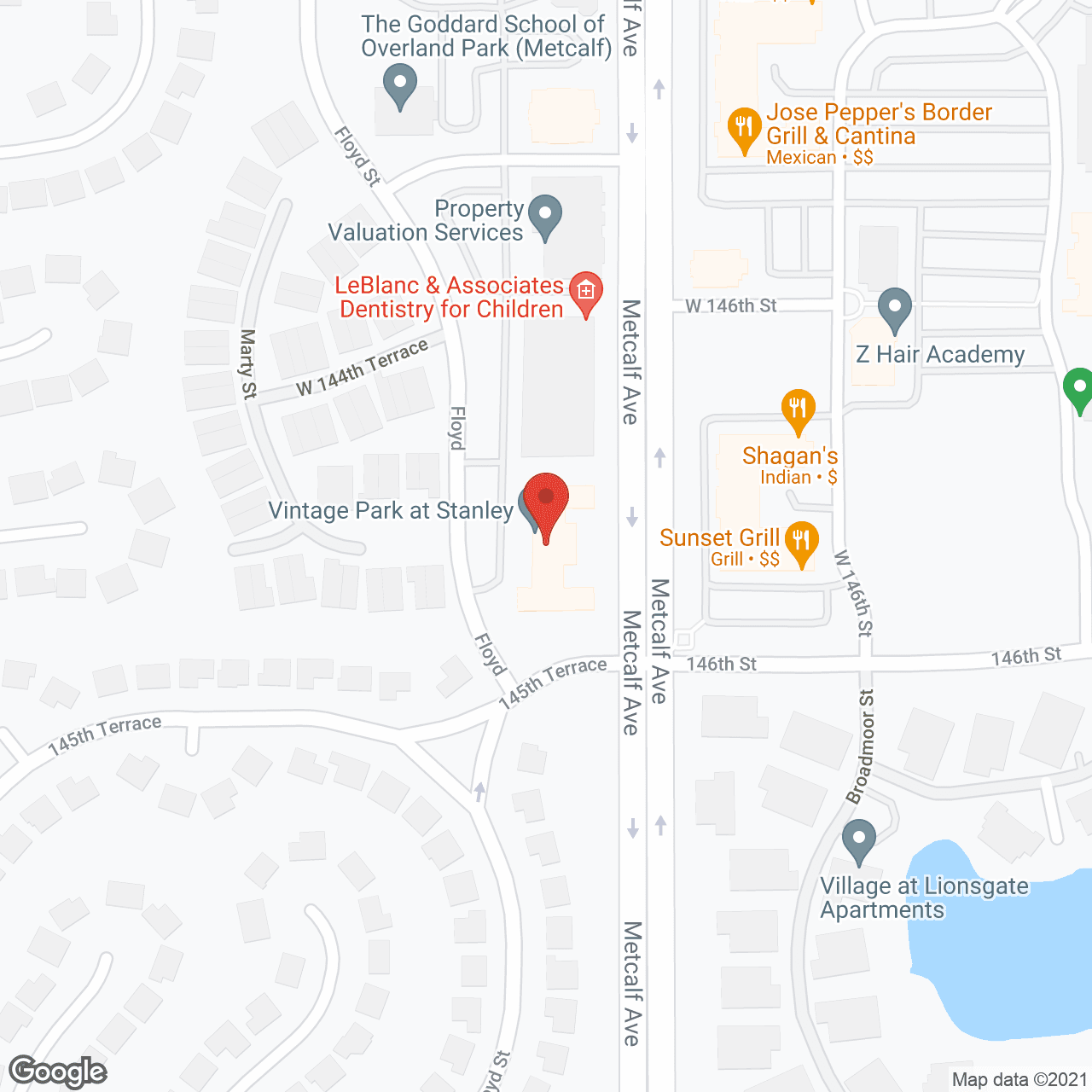 Map of the neighborhood around Vintage Park at Stanley