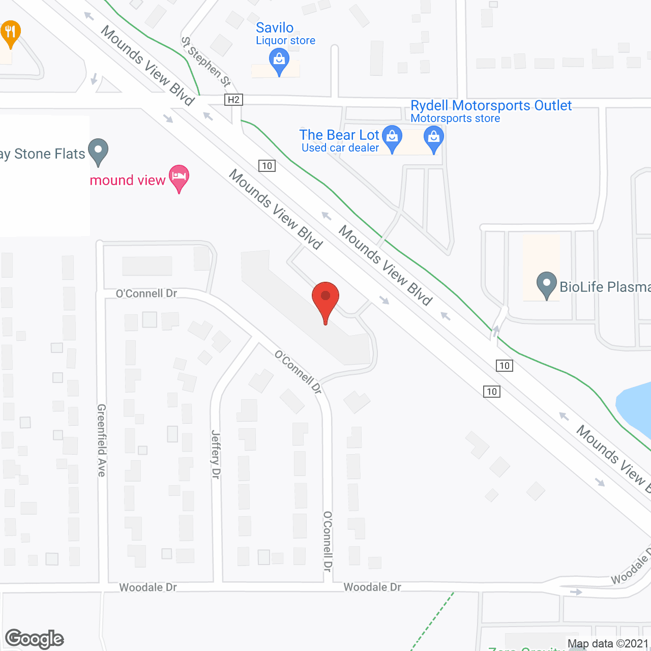 Map of the neighborhood around Bel Rae Senior Living