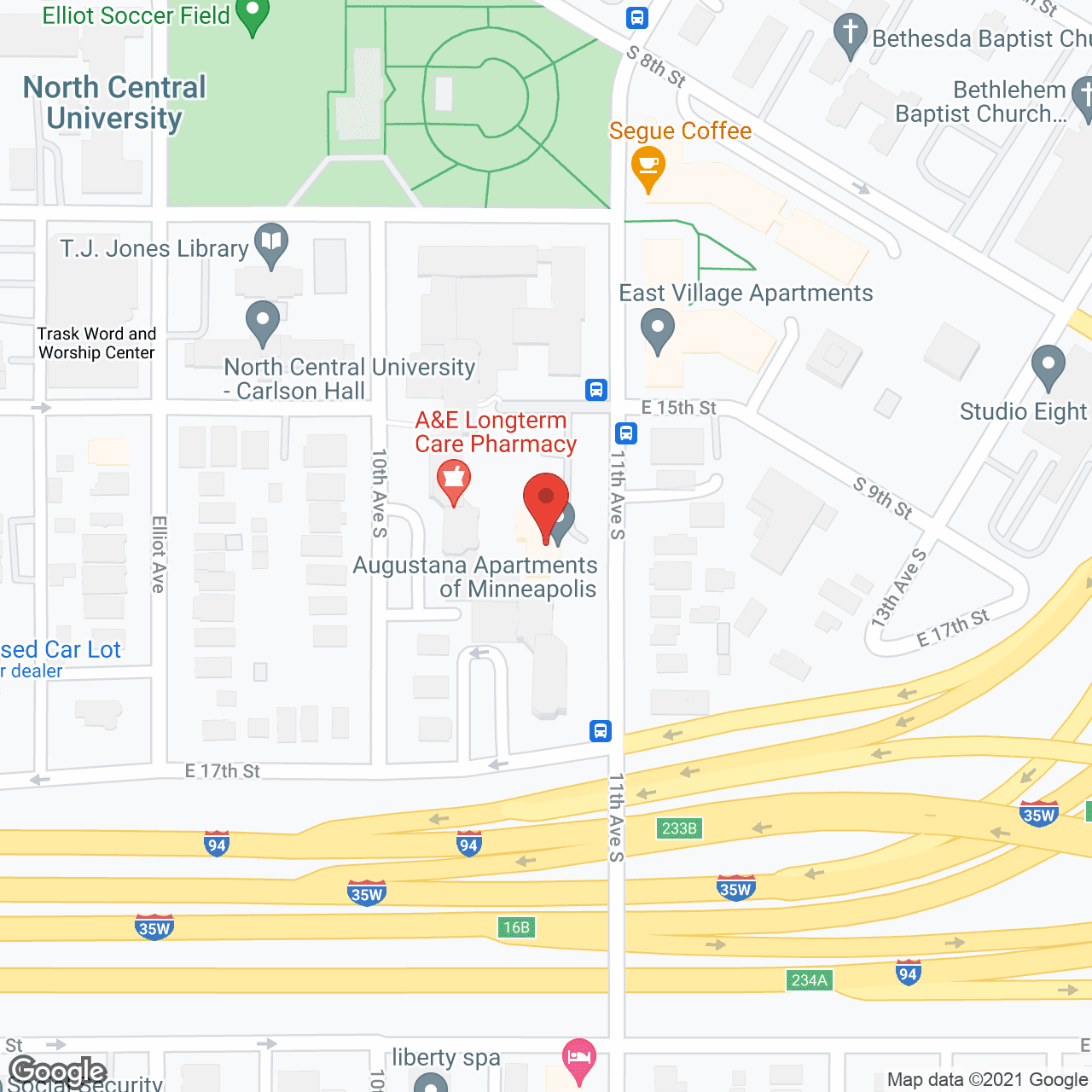 Map of the neighborhood around Augustana Minneapolis