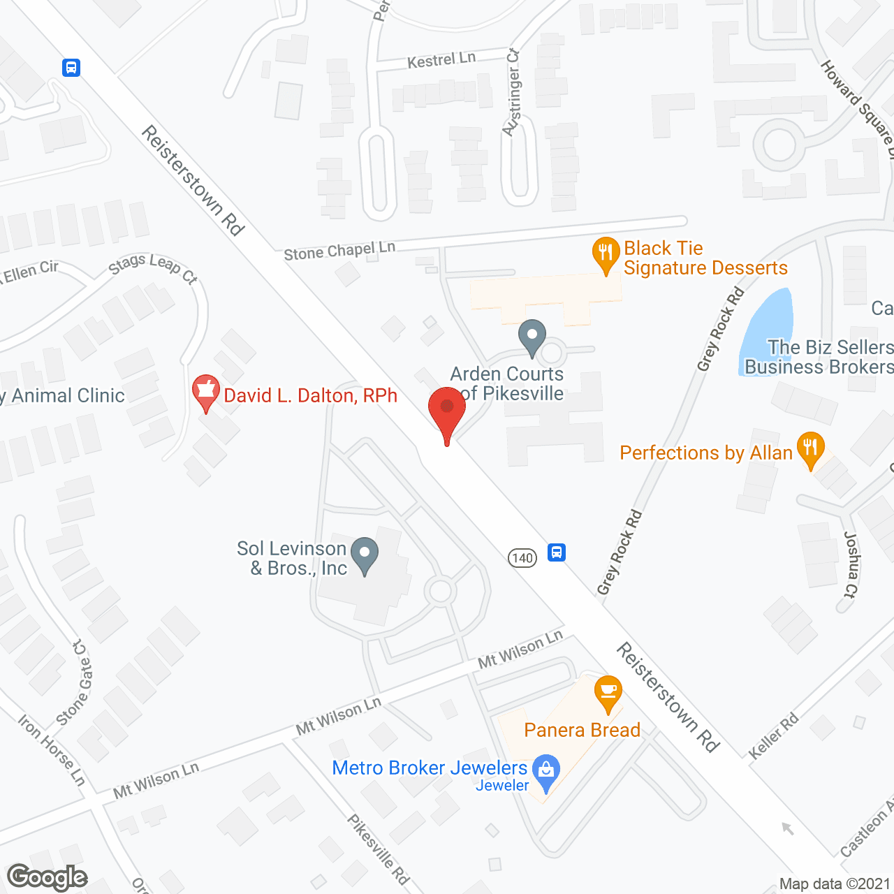 Map of the neighborhood around Springhouse of Pikesville