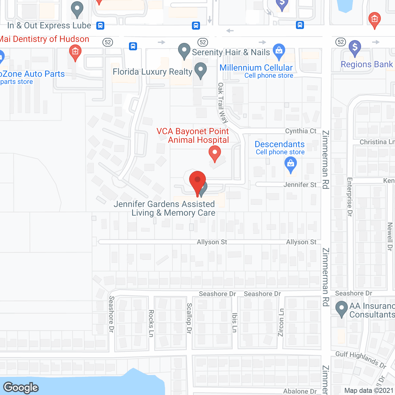 Map of the neighborhood around Jennifer Gardens Assisted Living and Memory Care