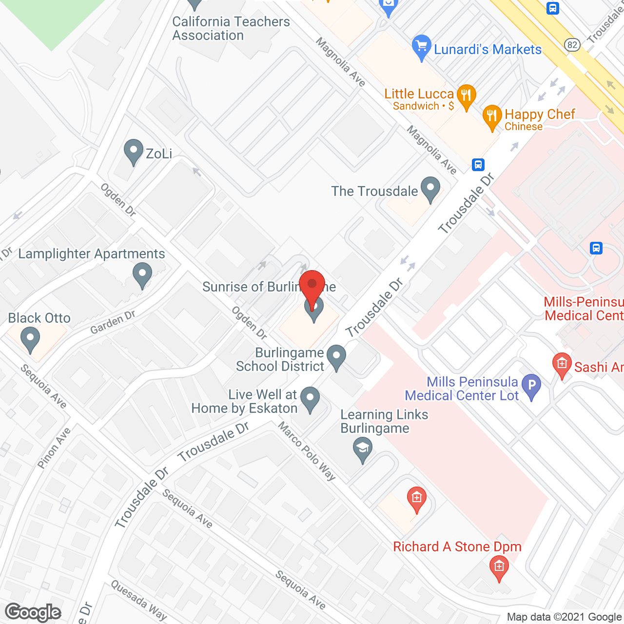 Map of the neighborhood around Oakmont of Burlingame