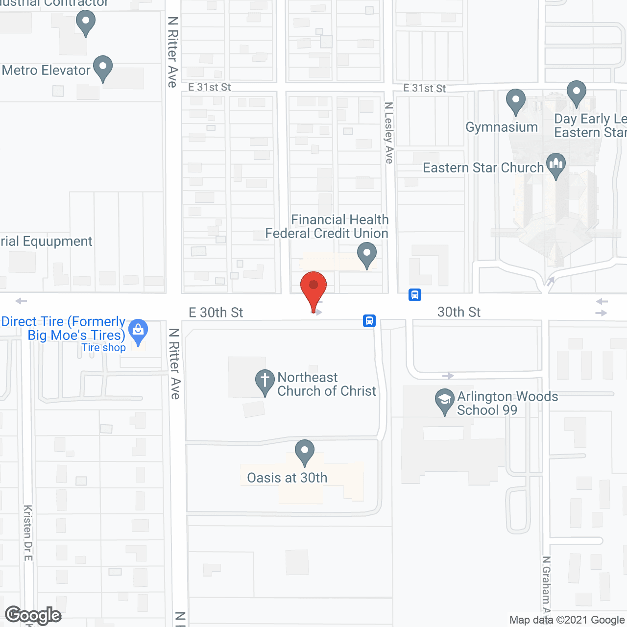Map of the neighborhood around Oasis at 30th