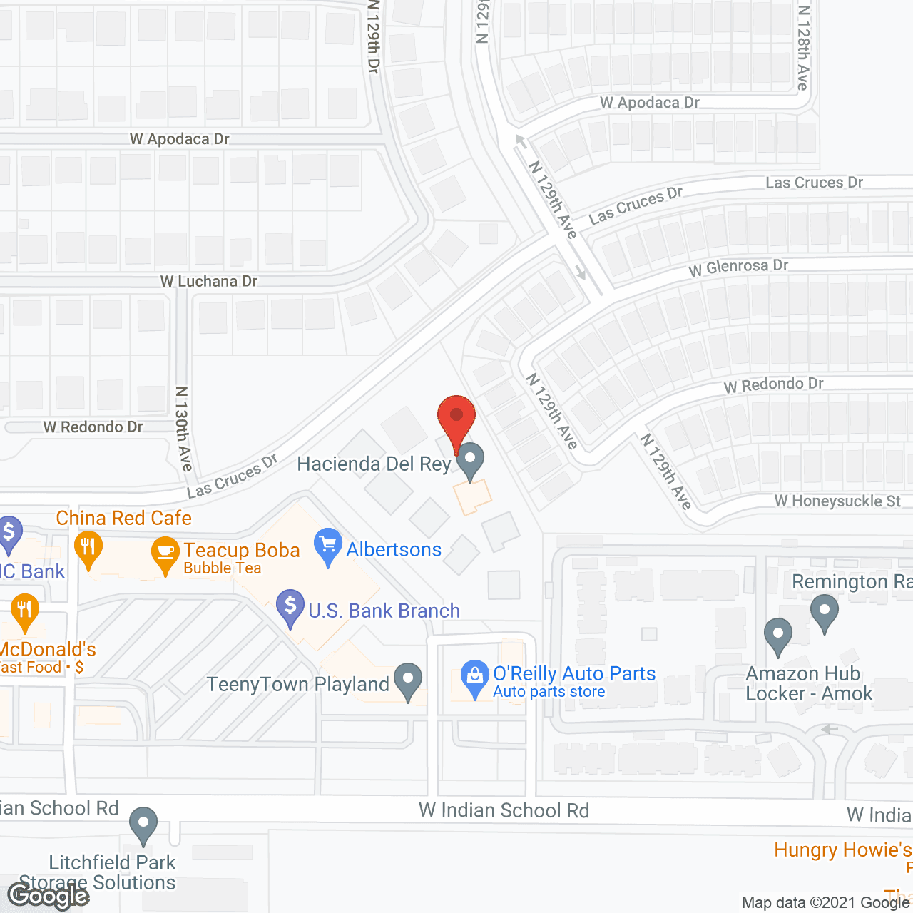 Map of the neighborhood around Hacienda Del Rey