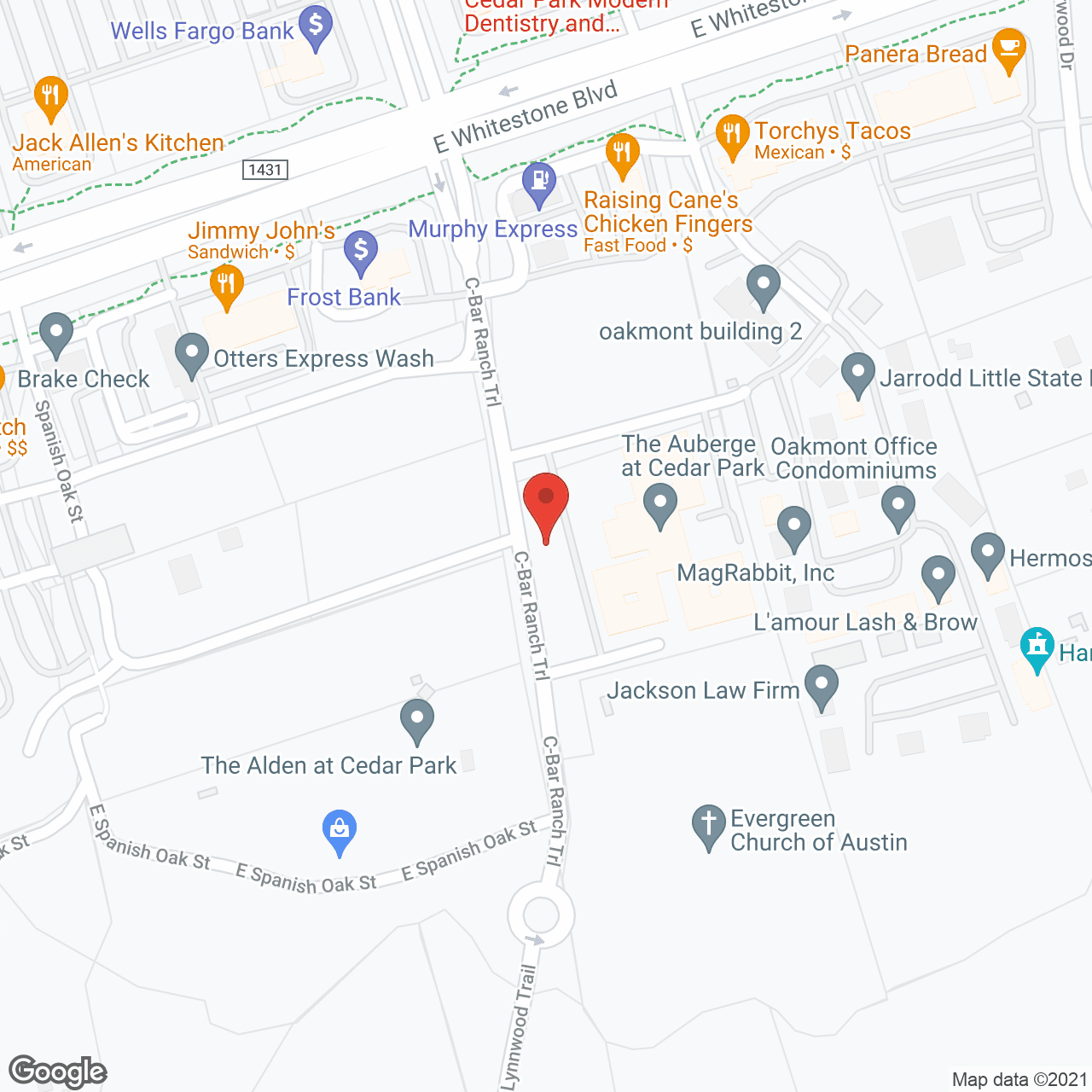 Map of the neighborhood around The Auberge at Cedar Park