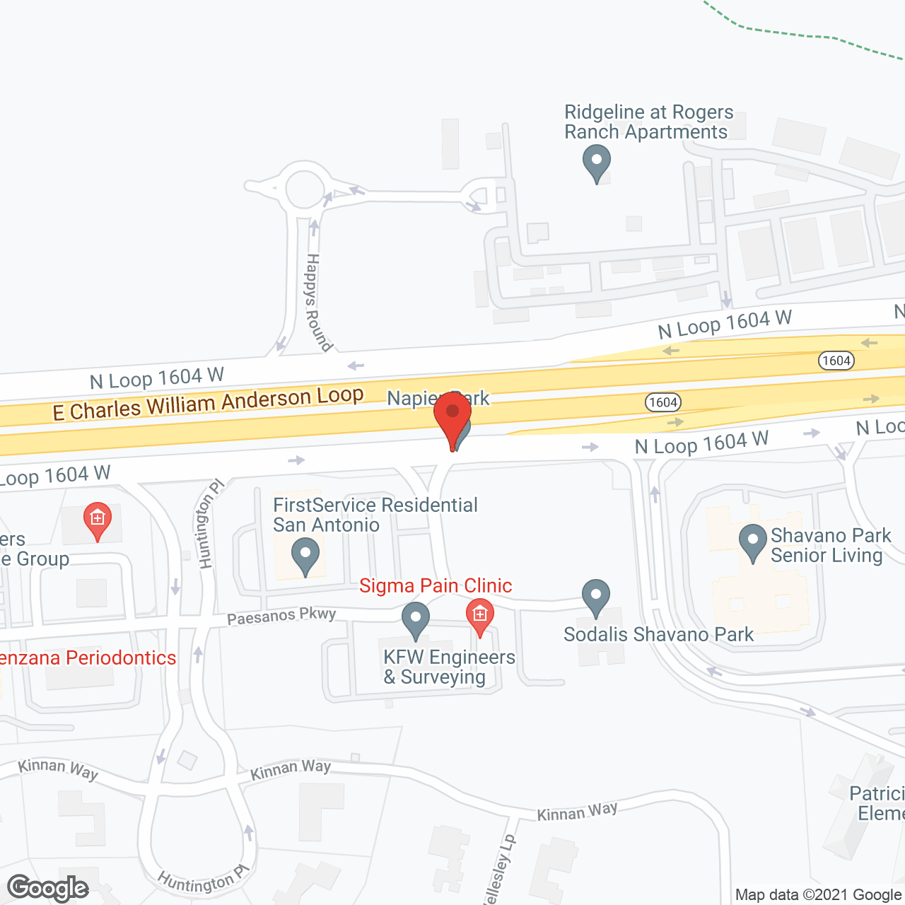 Map of the neighborhood around Shavano Park Senior Living