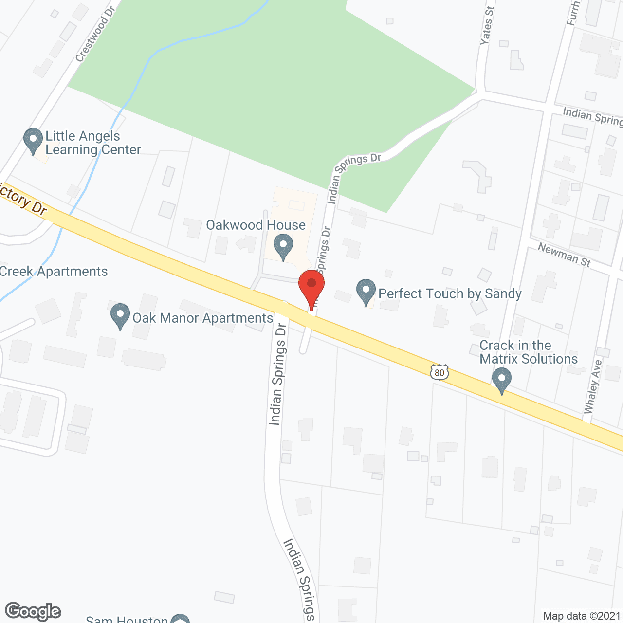 Map of the neighborhood around Oakwood House