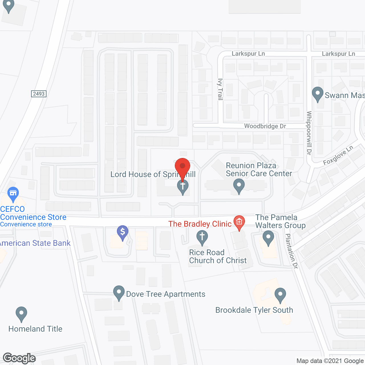 Map of the neighborhood around East Texas Alf Reunion Inn, LLC