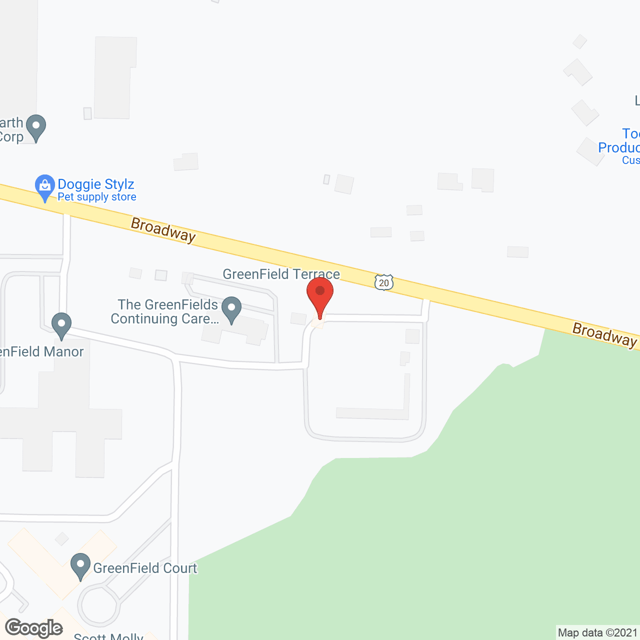 Map of the neighborhood around Greenfield Court