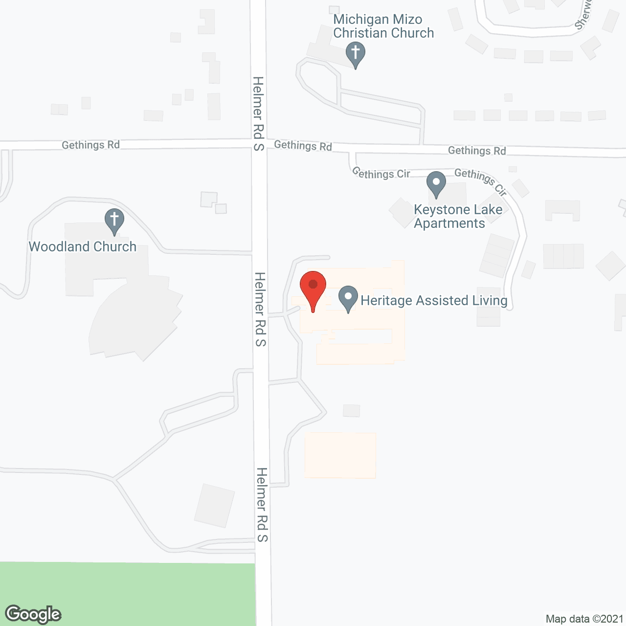 Map of the neighborhood around Heritage Assisted living Community